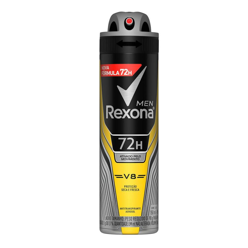 Desodorante Aerossol Rexona Masculino V8 Amarelo - Embalagem 1X90 GR - Real  Distribuidora