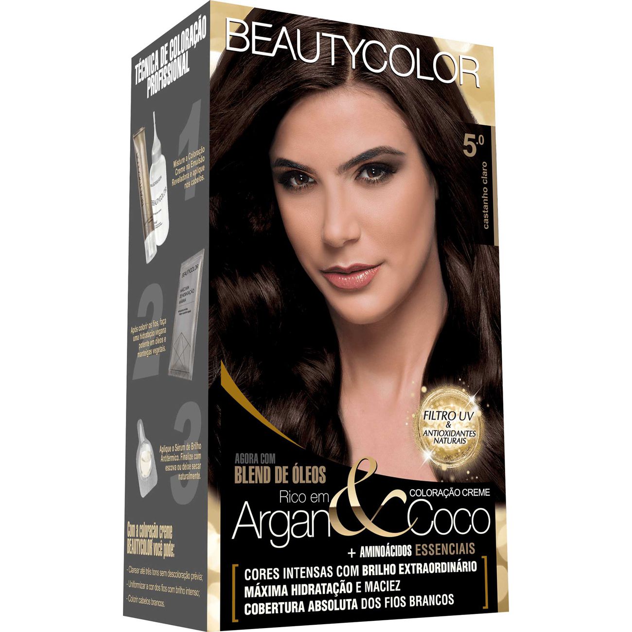 Tintura Para Cabelo Beauty Color 5.0 Castanho Claro - Embalagem 1X1 UN -  Real Distribuidora