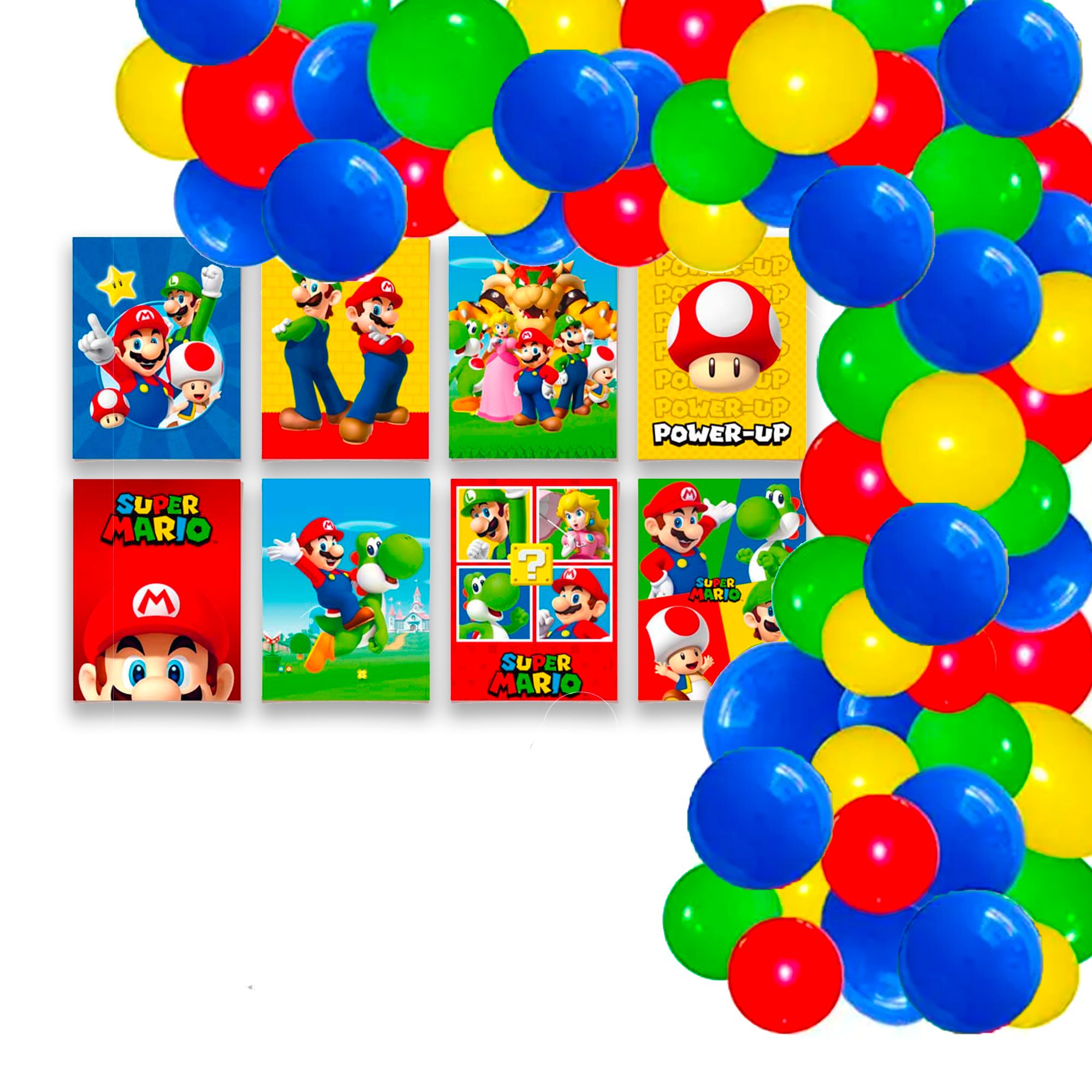 Kit Festa Super Mario decoração anive 8 Placas +200 bexigas - Rivfestas  itens para Decoração de festas