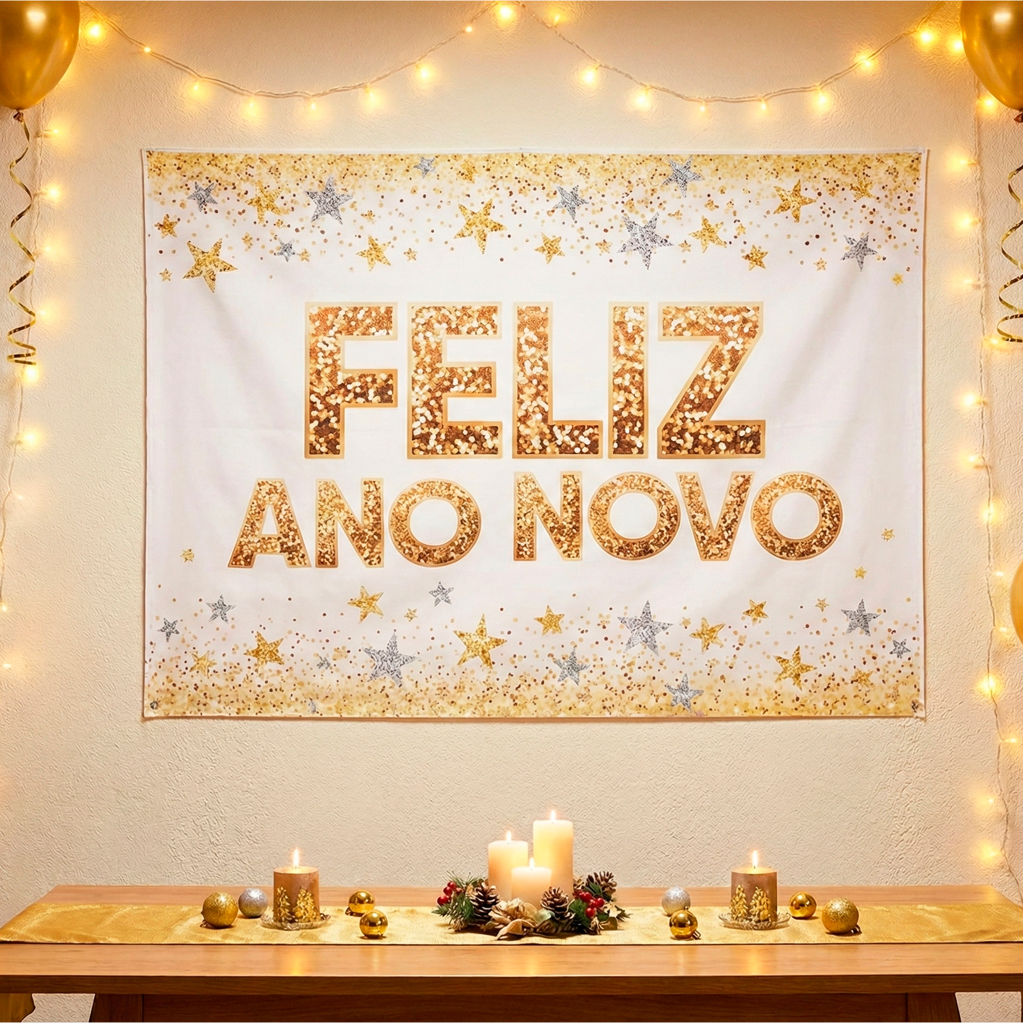 Painel Festa Ano Novo Decoração Fim De Ano 1,40m x 1m - Rivfestas itens ...