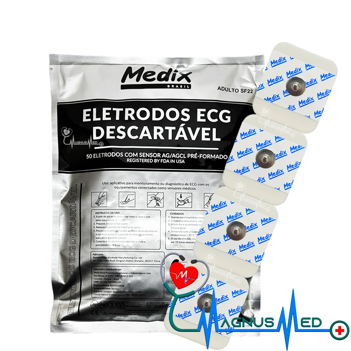 ( Kit ) Eletrodo para Ecg Adulto para Monitorização Cardíaca - Medix ...