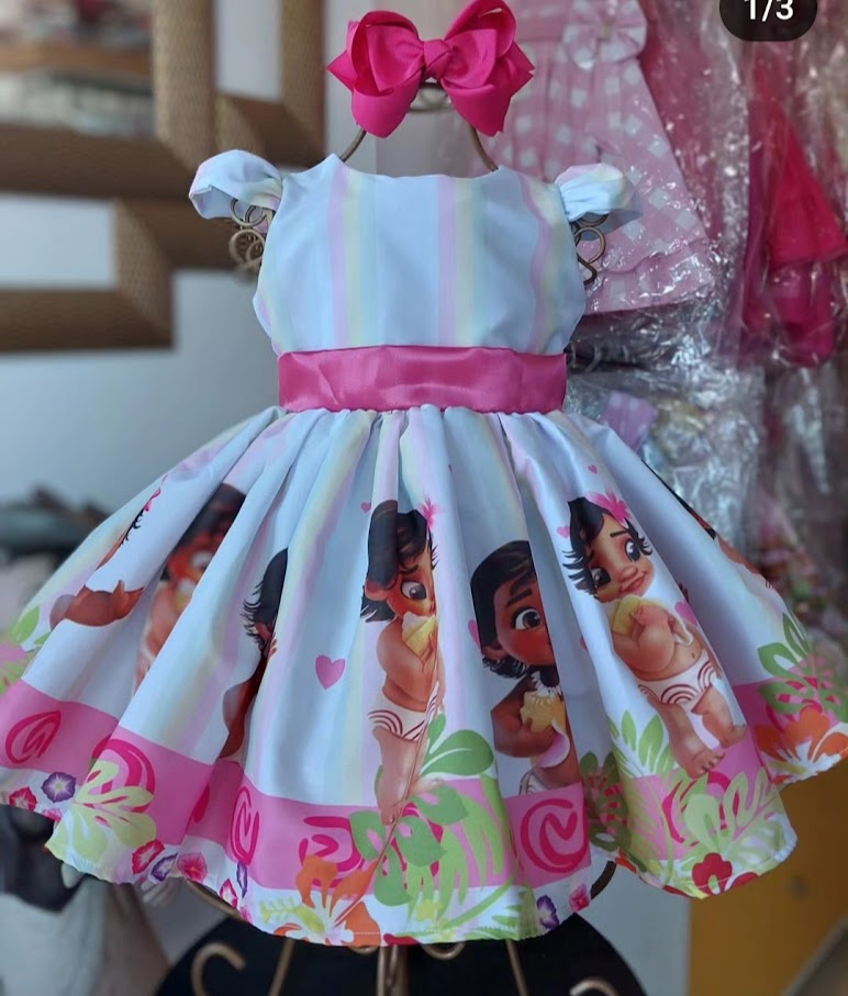 Vestido Infantil Luxo Moana Baby 1 A 4