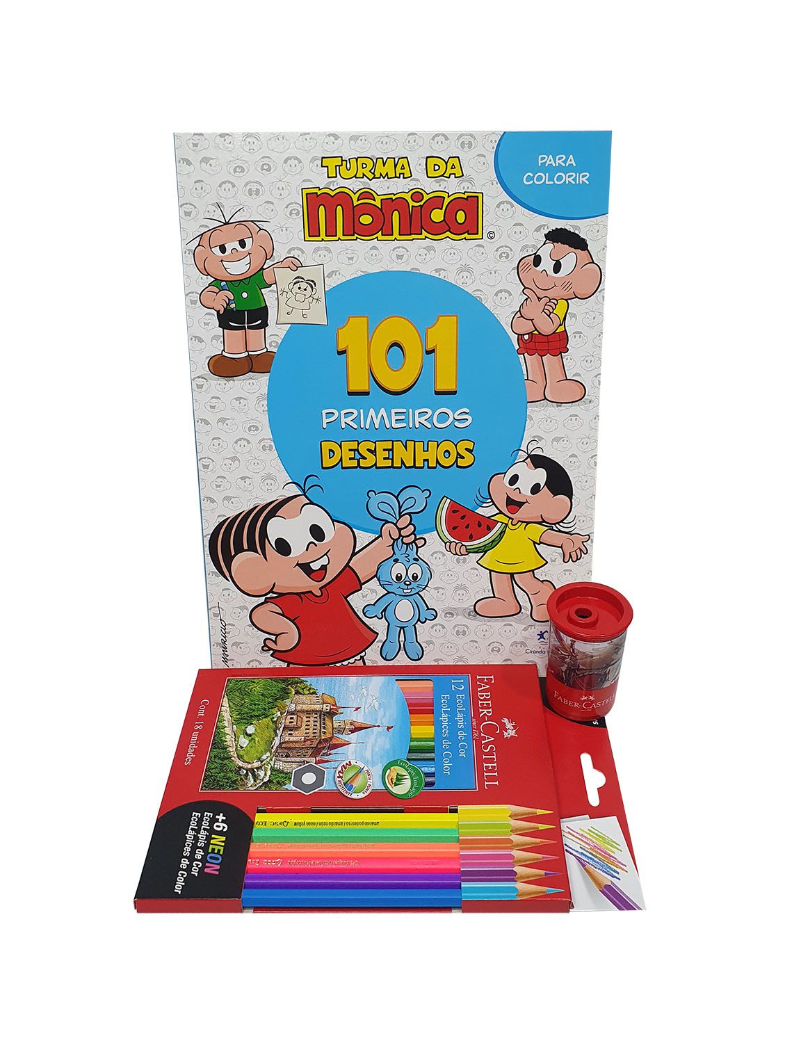 Kit Infantil Colorir Box c/12 Lápis Turma da Mônica
