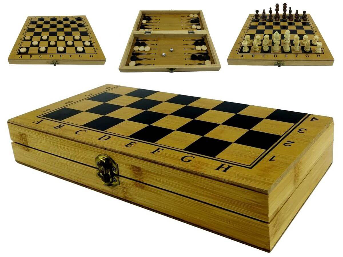 Conjunto de xadrez portátil de madeira, tabuleiro de xadrez
