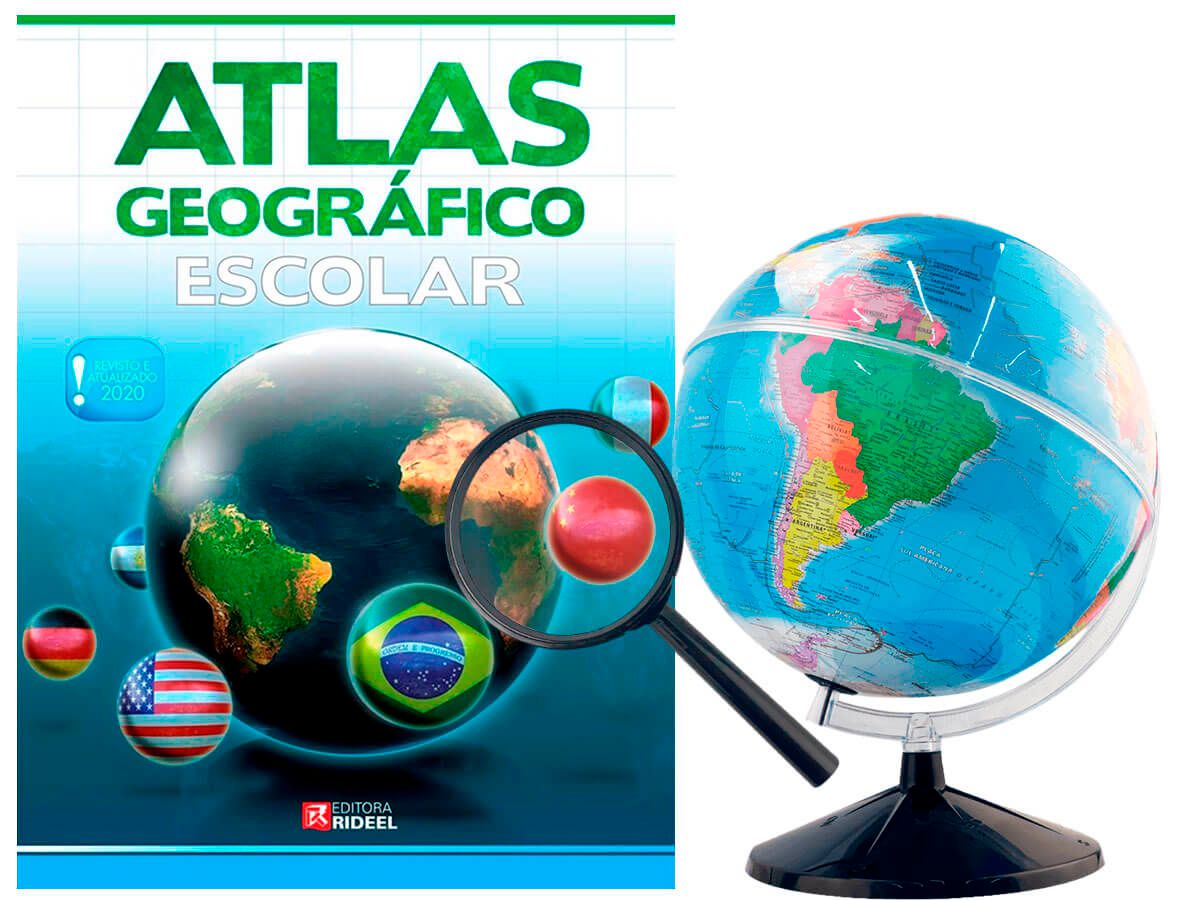 Kit Globo Terrestre Profissional Studio 30cm + Mapa Do Brasil +