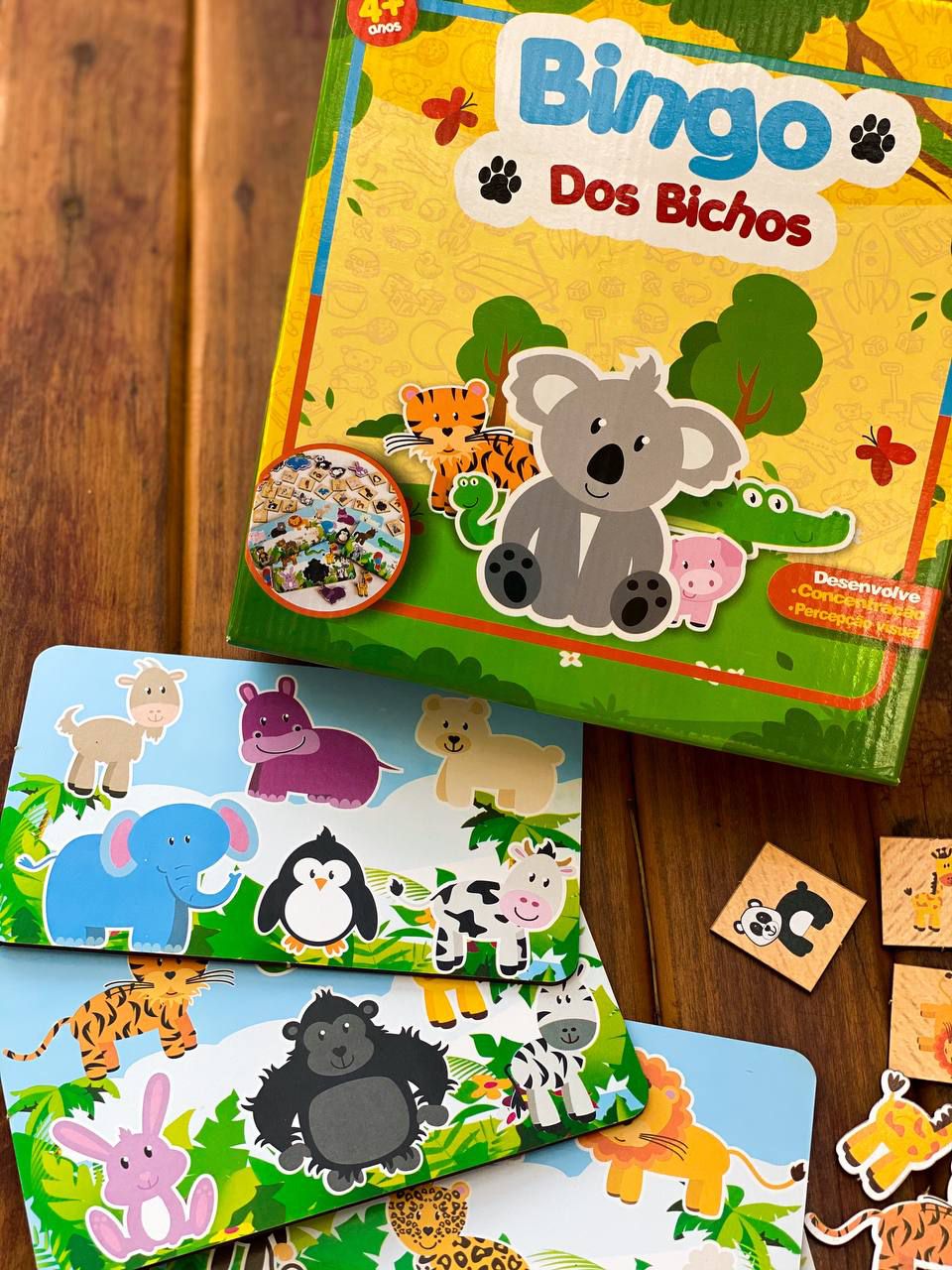 Jogo Bingo dos Dinossauros Brinquedo Educativo Madeira - Bate