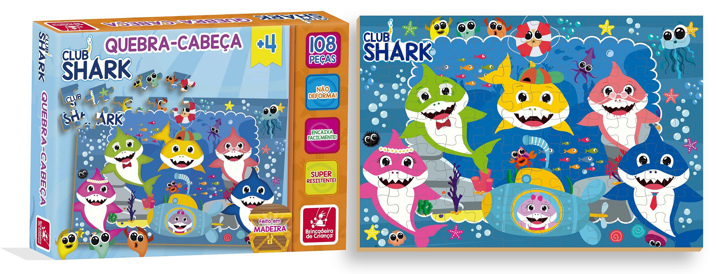 Quebra-Cabeça Club Shark 48 pçs - 2345 - Brincadeira de Criança