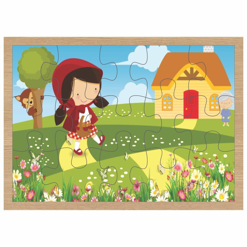 Blocos de Montar Chapeuzinho Vermelho Quebra-Cabeça com 16 Peças Brinquedo  Educativo de Madeira Brinquedos de Madeira Bambalalão Brinquedos Educativos