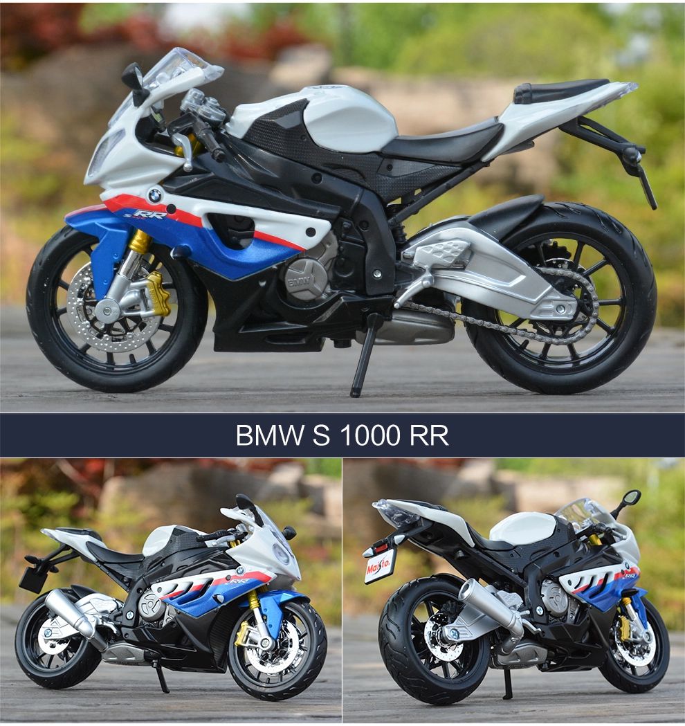 preto)1:12 BMW S1000rr Racing Motos Simulação Modelo de