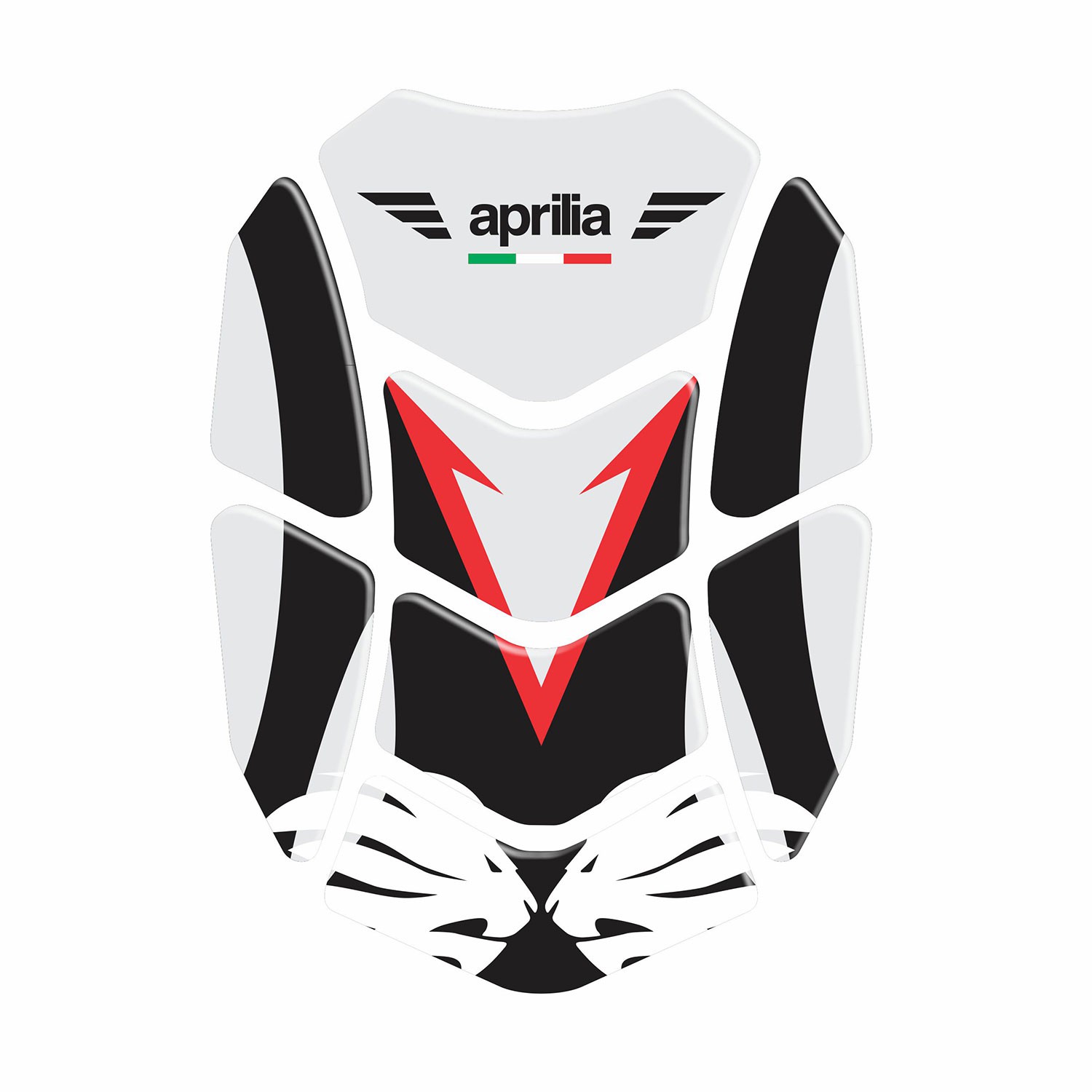 Adesivi Grafici Aprilia RSV4 - Argento Cromato Su Nero, 2 Pezzi, 225x41 Mm