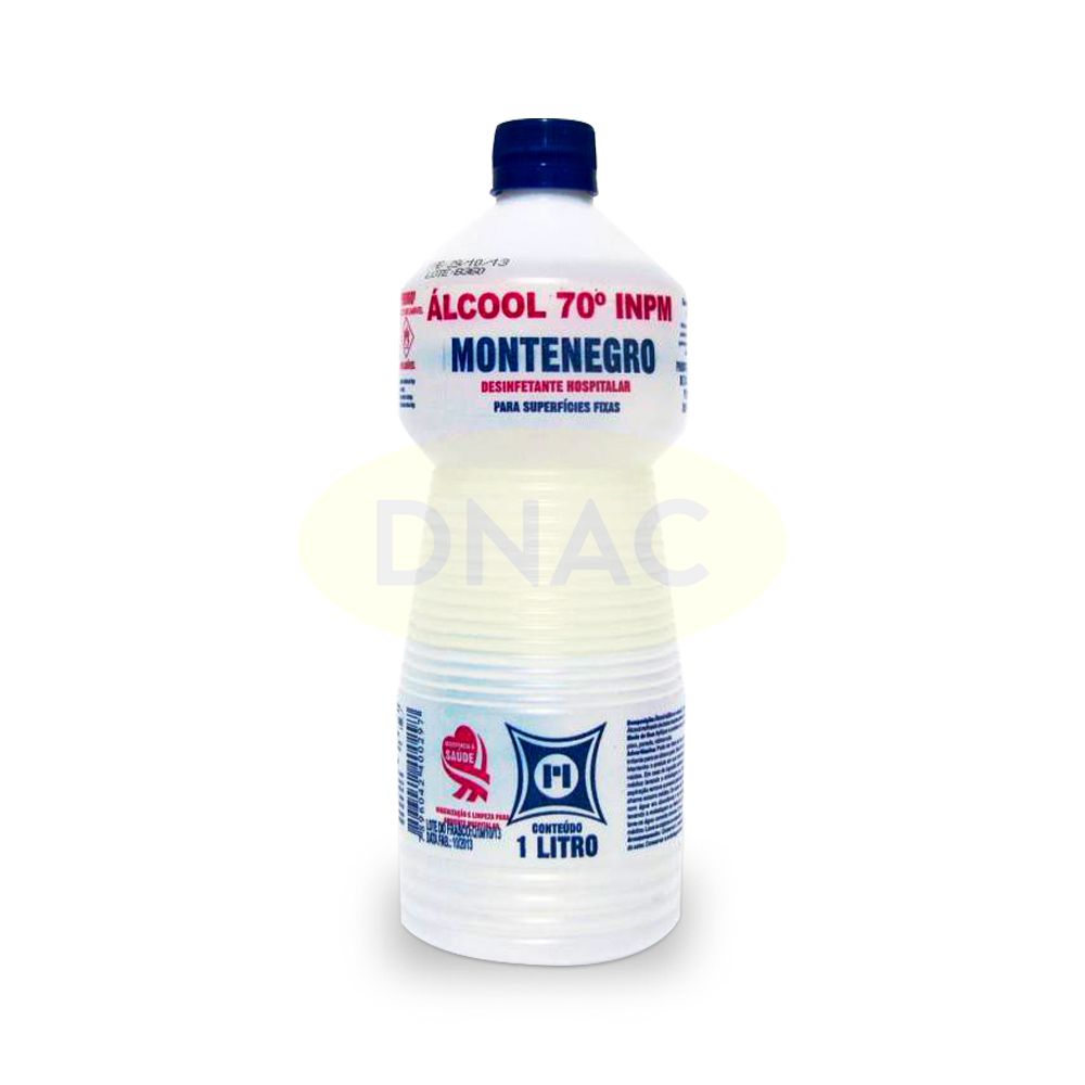 Álcool 70° Liquido Hospitalar Antisséptico Montenegro 1 litro - DNAC