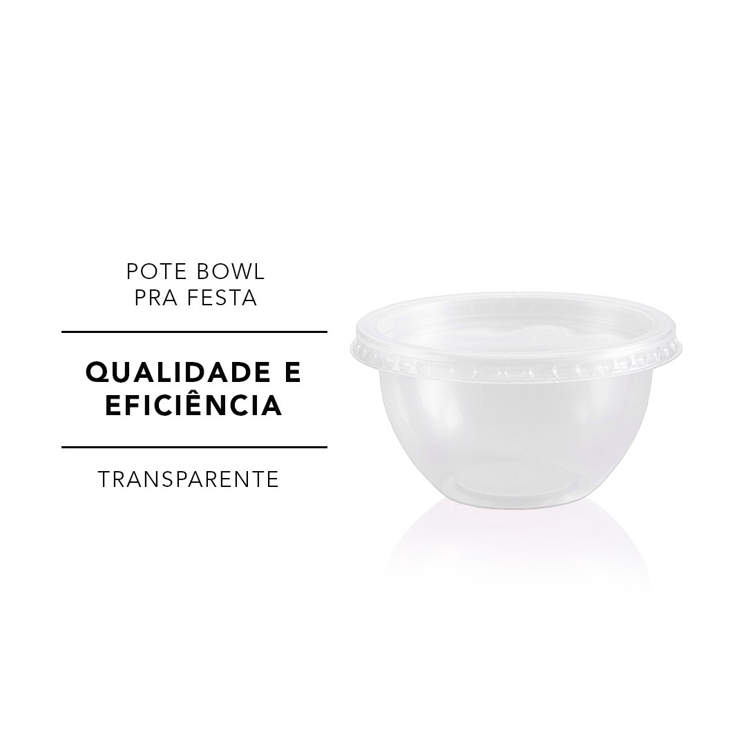 20 Potes Bowl Descartavel Com Tampa Para Salada - DNAC