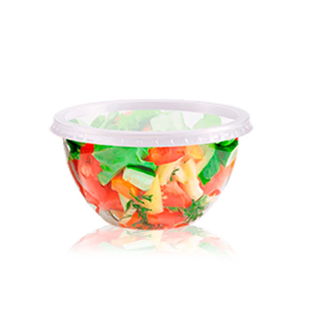20 Potes Bowl Descartavel Com Tampa Para Salada - DNAC