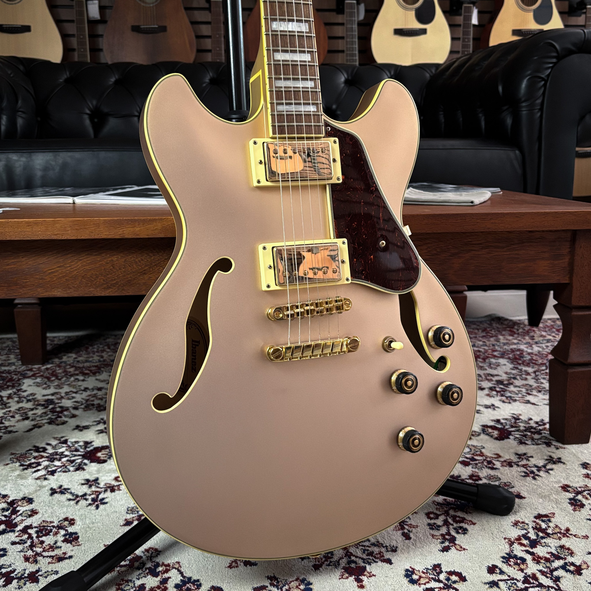 Guitarra Ibanez AS73G RGF Rose Gold Metallic Flat - semi hollow