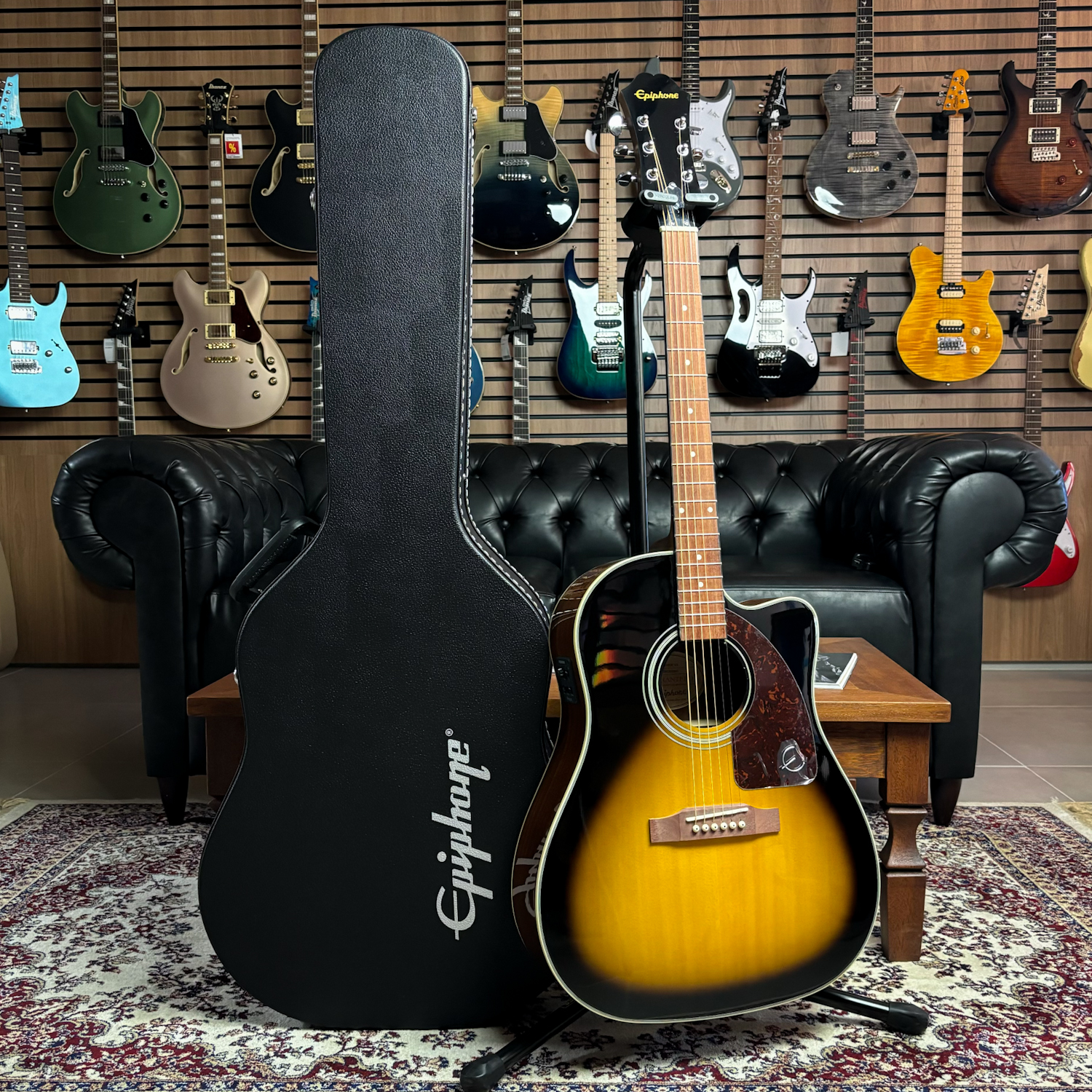 Violão Epiphone AJ-210CE Outfit Case Vintage Sunburst - Guitar