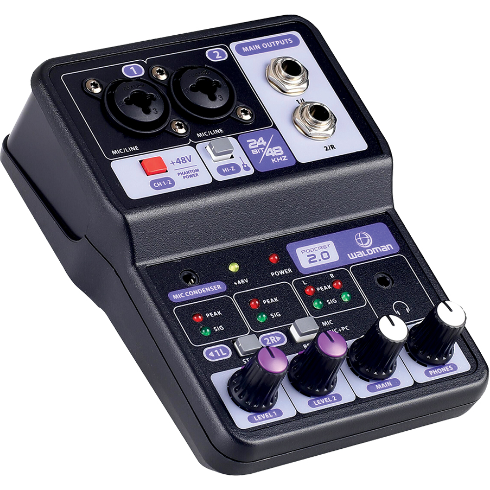 Mesa de Som Waldman PODCAST 2.0 - mixer portátil 2 canais com interface ...