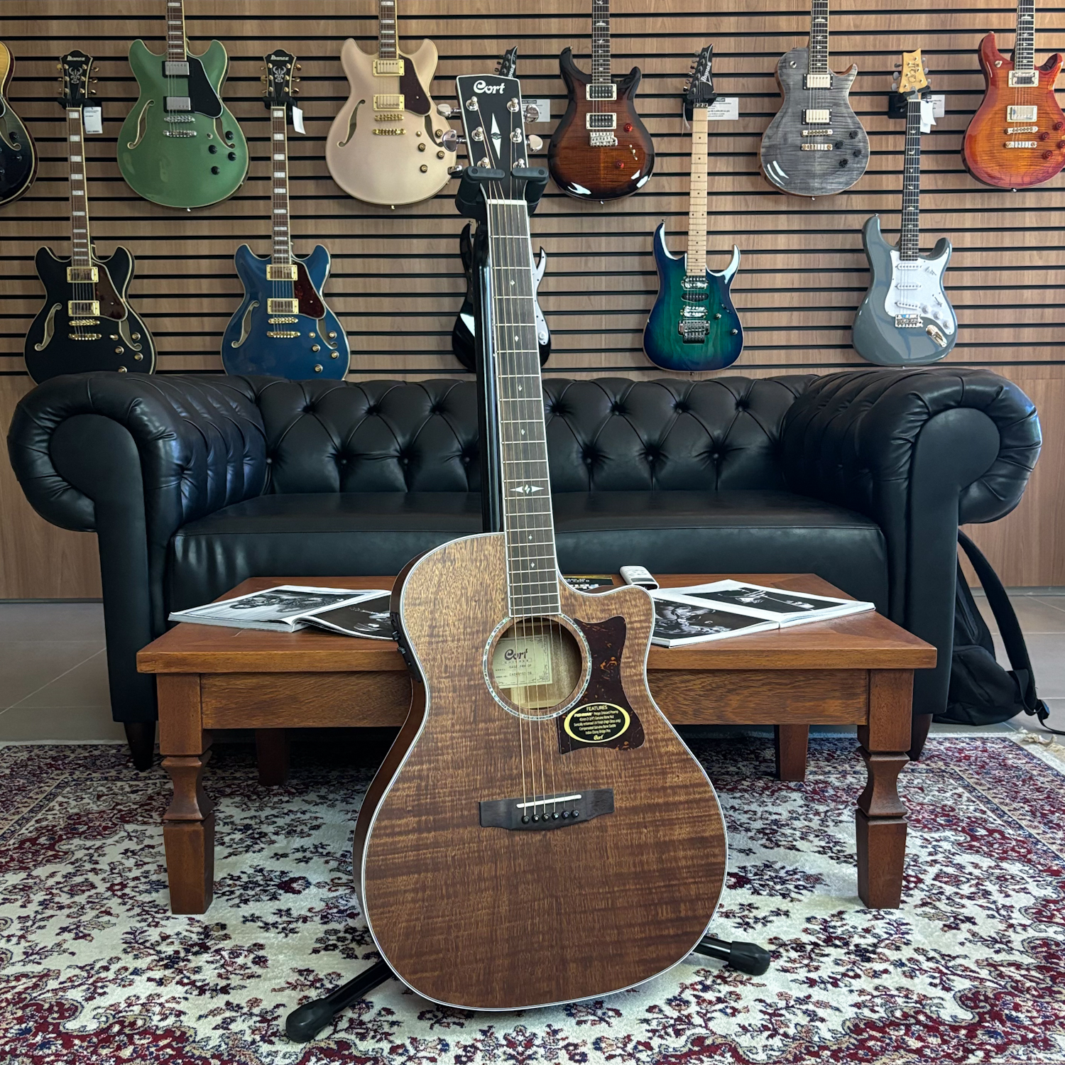 Violão Cort GA5F FMH OP Solid Flamed Mahogany Open Pore Grand ...