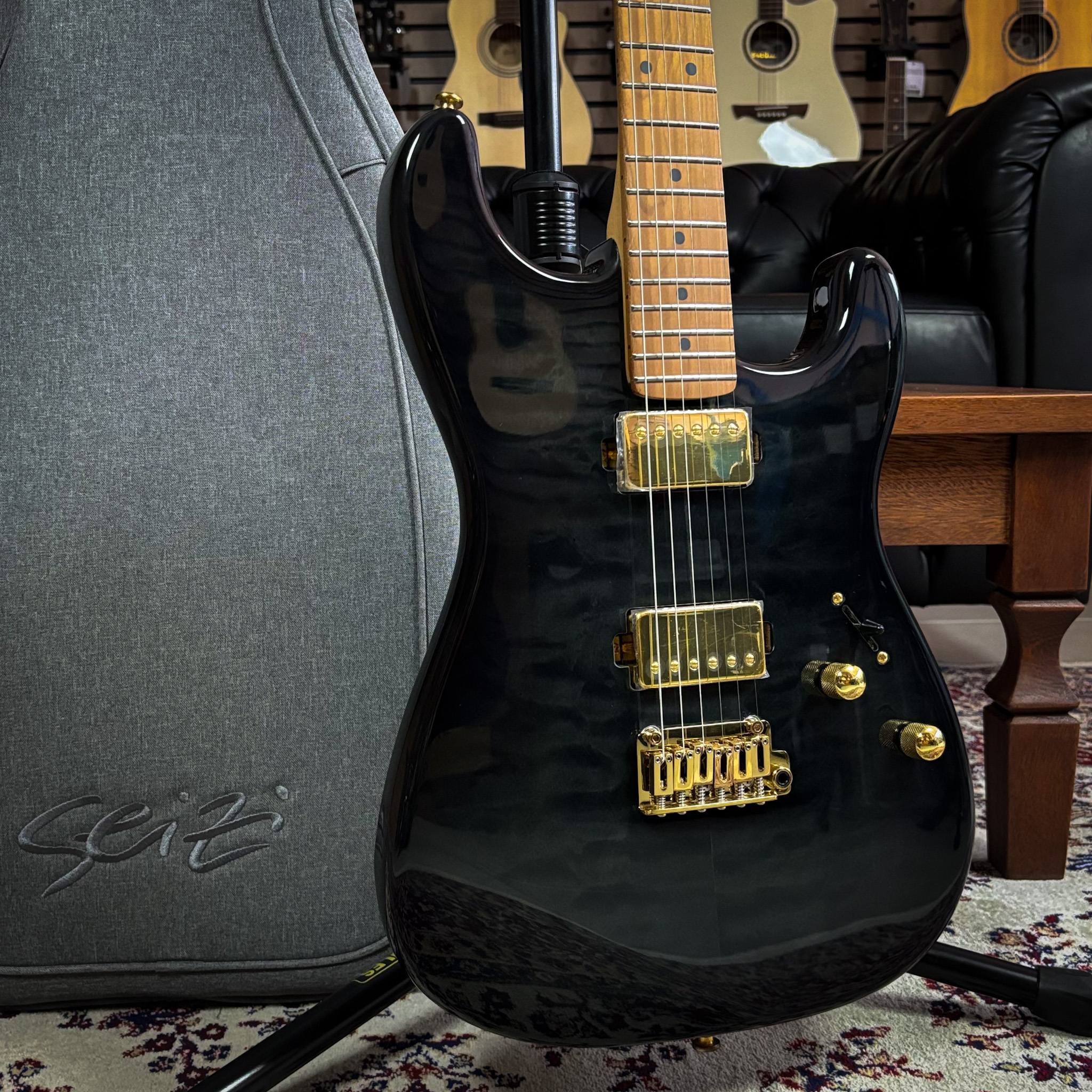 ギター Ron Guitarra Seizi Vintage Ronin Plus Quilted Transparent Black Gold c