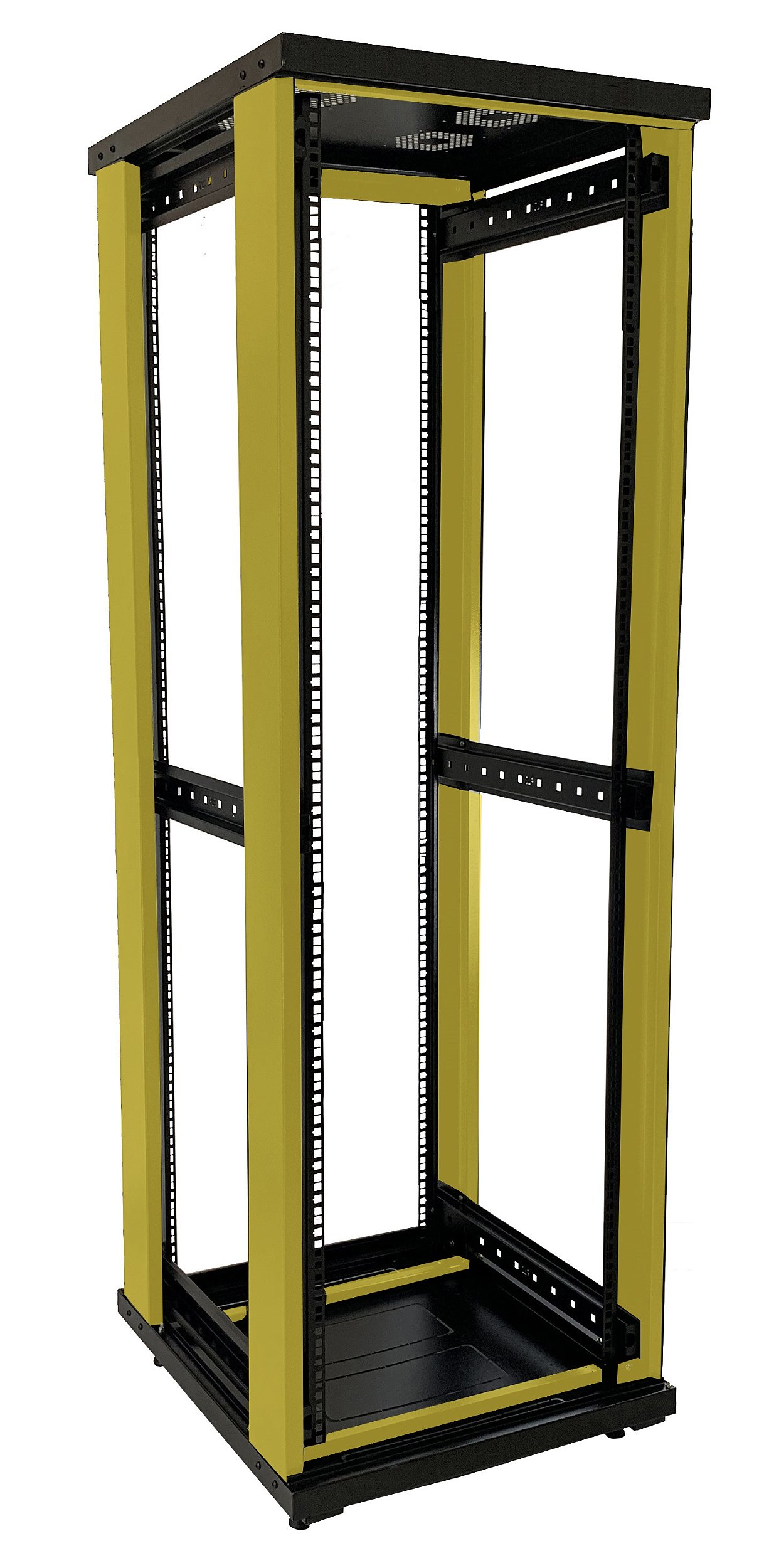 Estrutura interna robusta e planos de fixação do rack