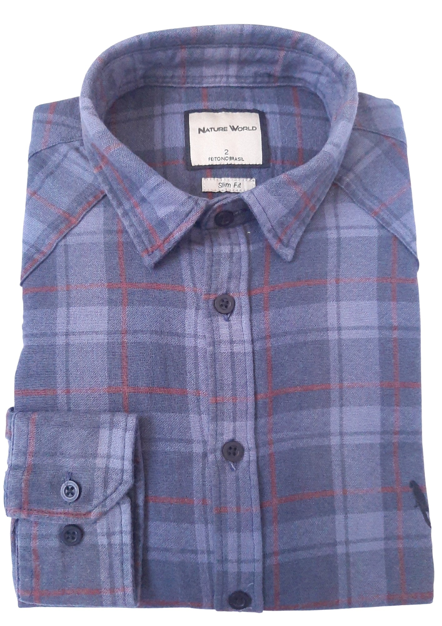 Camisa algodão slim fit · Cinza Muito Escuro, Azul-marinho