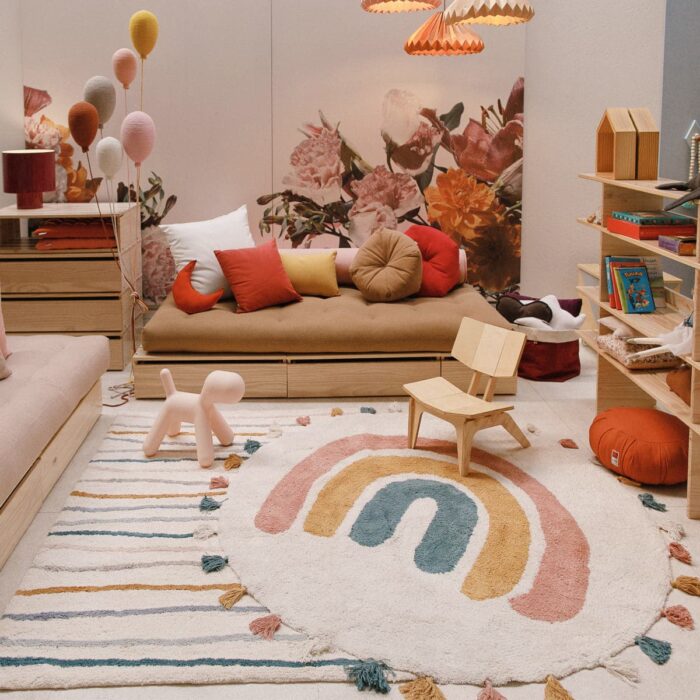 Tapete Infantil de Algodão Arco-íris com Franja