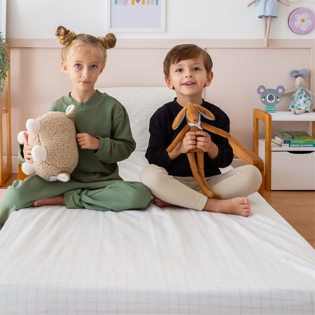 Jogo de Cama Infantil – Xadrez Amarelo