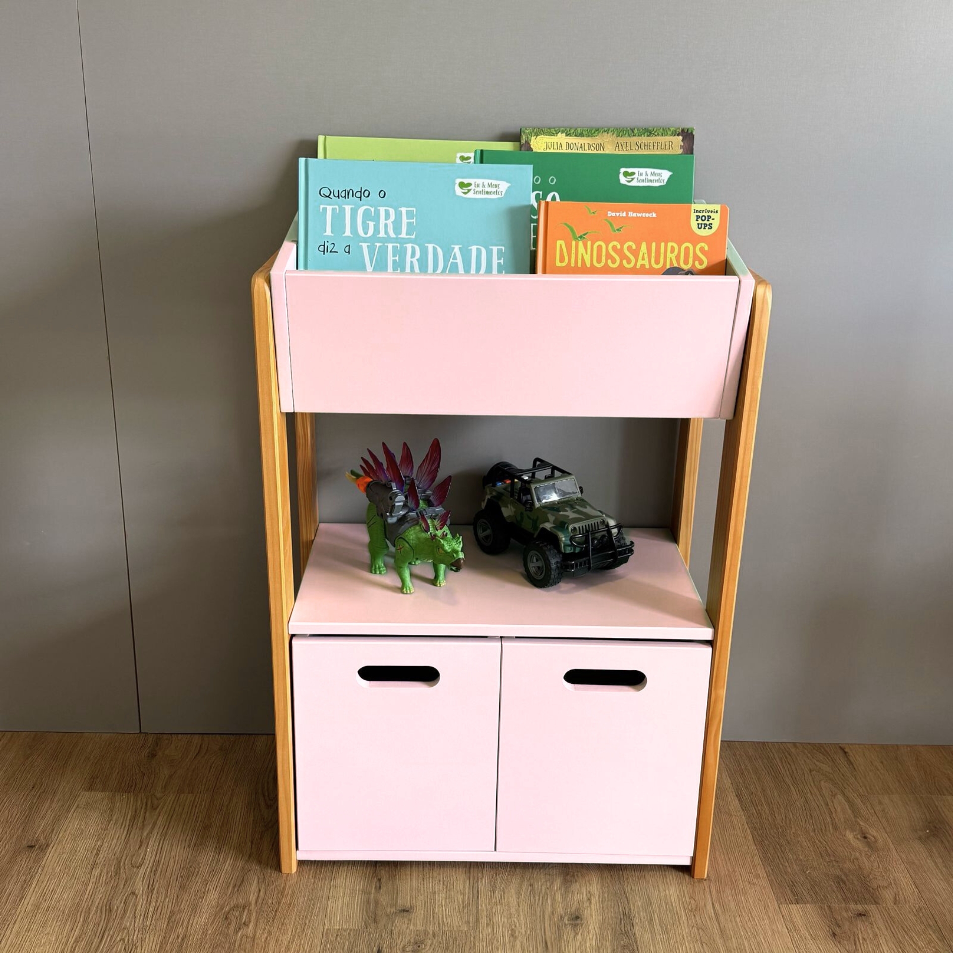 Estante Livros com Caixote Rosa
