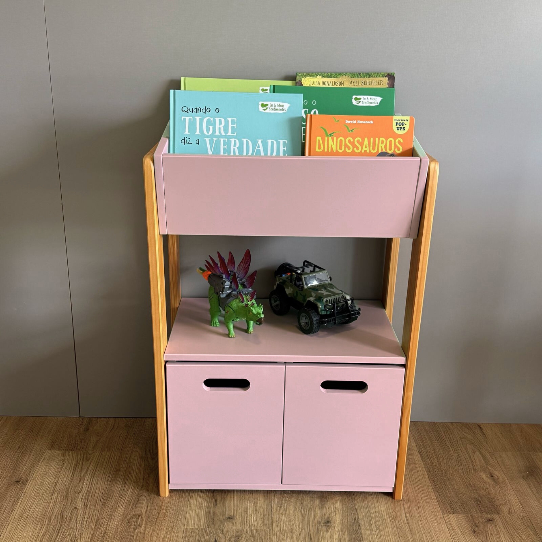 Estante Livros com Caixote Rosa Blush