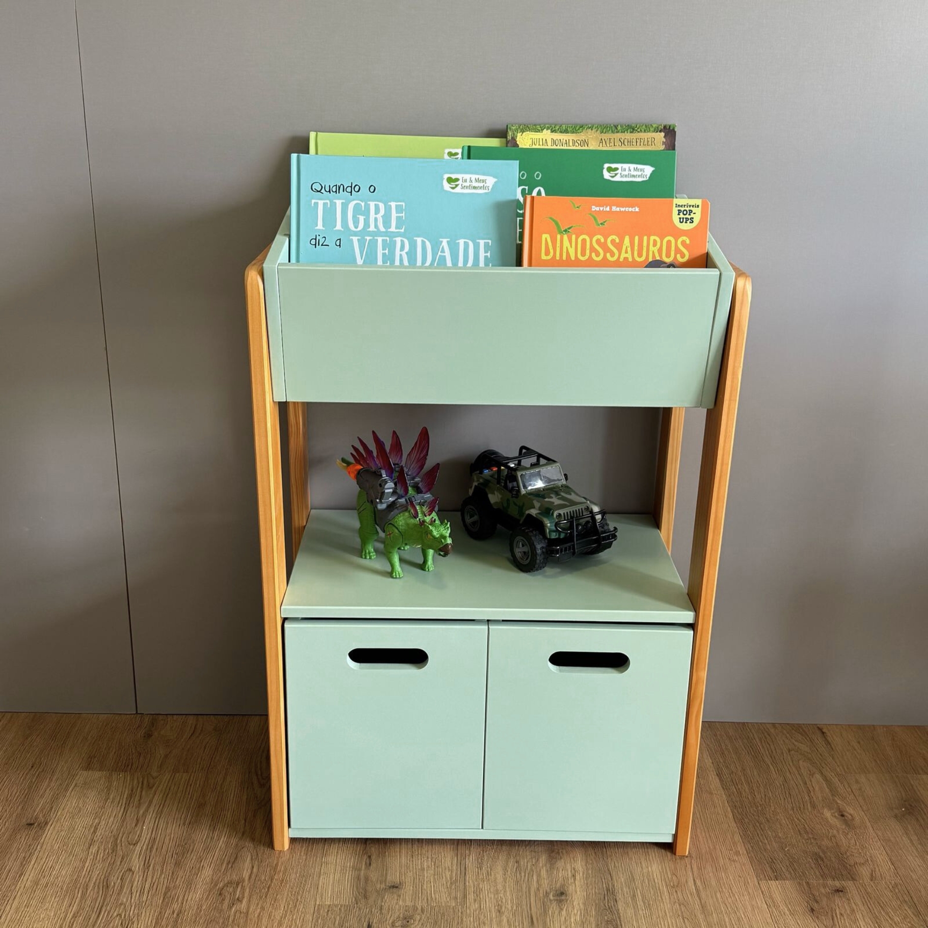 Estante Livros com Caixote Verde Oliva