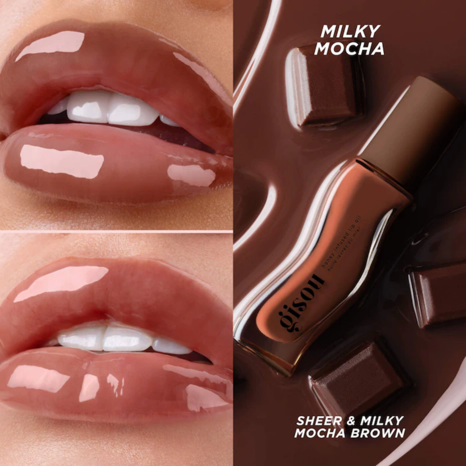 リップグロス Gisou milky mocha lip oil Lip Oil Gisou Honey Infused Hydrating Lip Oil | Cor: Milky Mocha