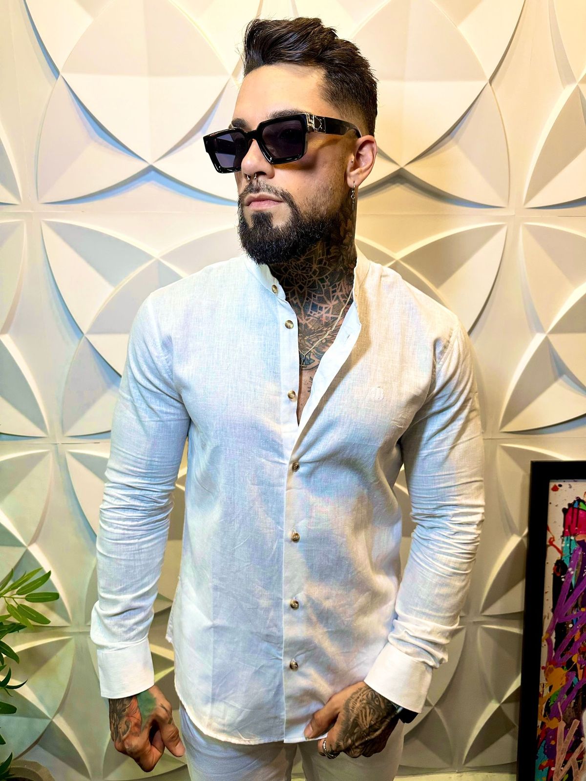 CAMISA BRANCA LINHO MANGA LONGA AFTER STORE