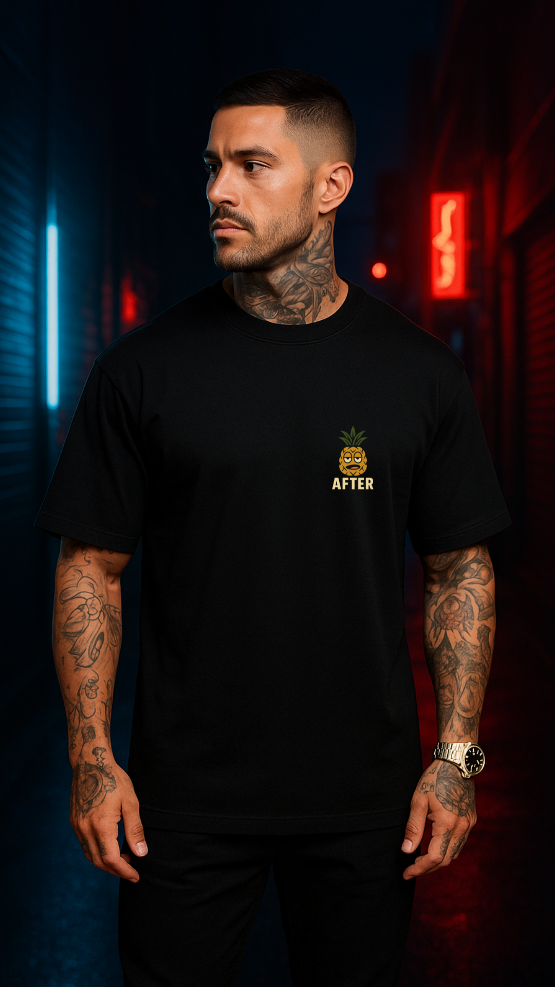 CAMISETA ABACAXI OVERSIZED RAVE FESTA PRETA - AFTER STORE