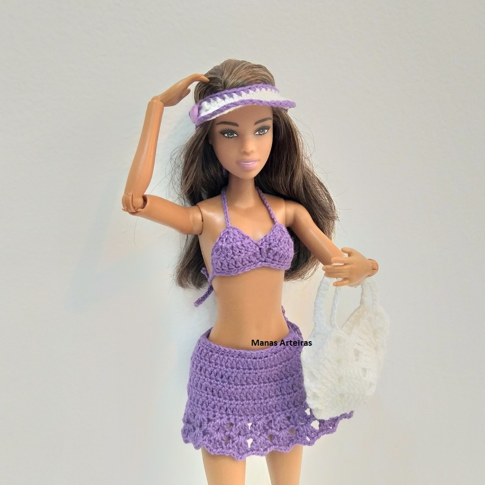 Roupa de crochê para Barbie kit 3 peças