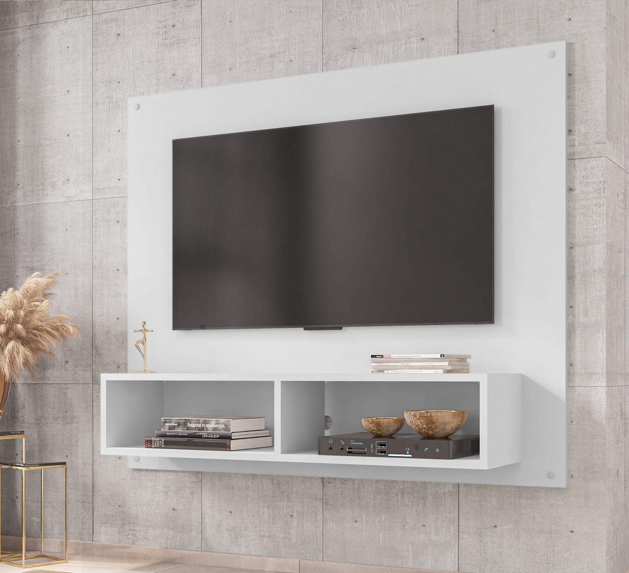 Painel Tv 43 Polegadas Home Suspenso Sala Quarto Branco - Emes Móveis Sua  Loja de Móveis