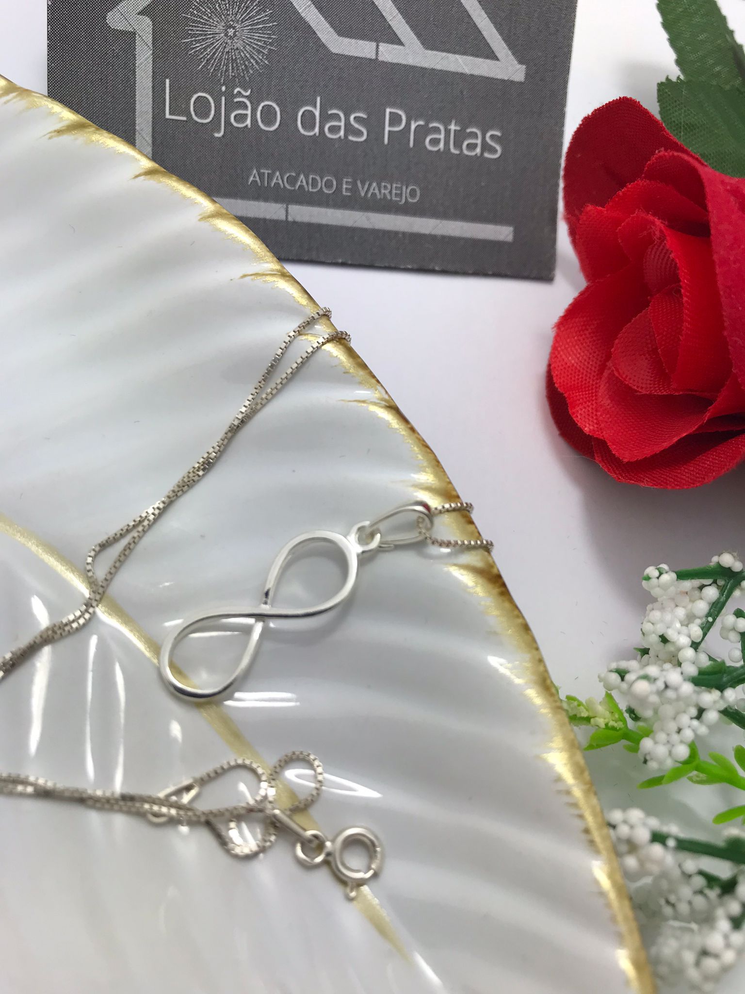 Pingente símbolo infinito de Prata 925 - Lojão das Pratas