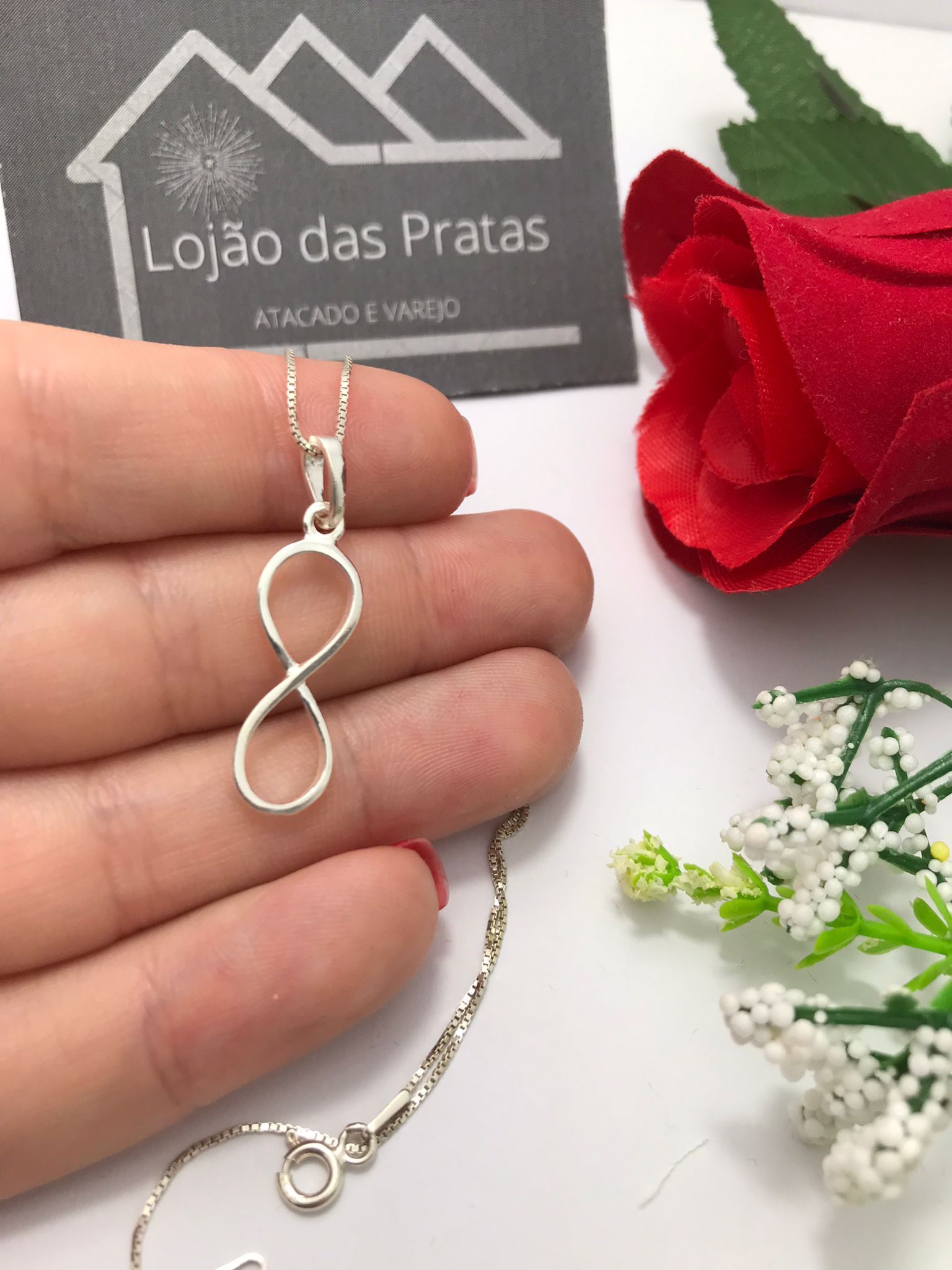 Pingente símbolo infinito de Prata 925 - Lojão das Pratas