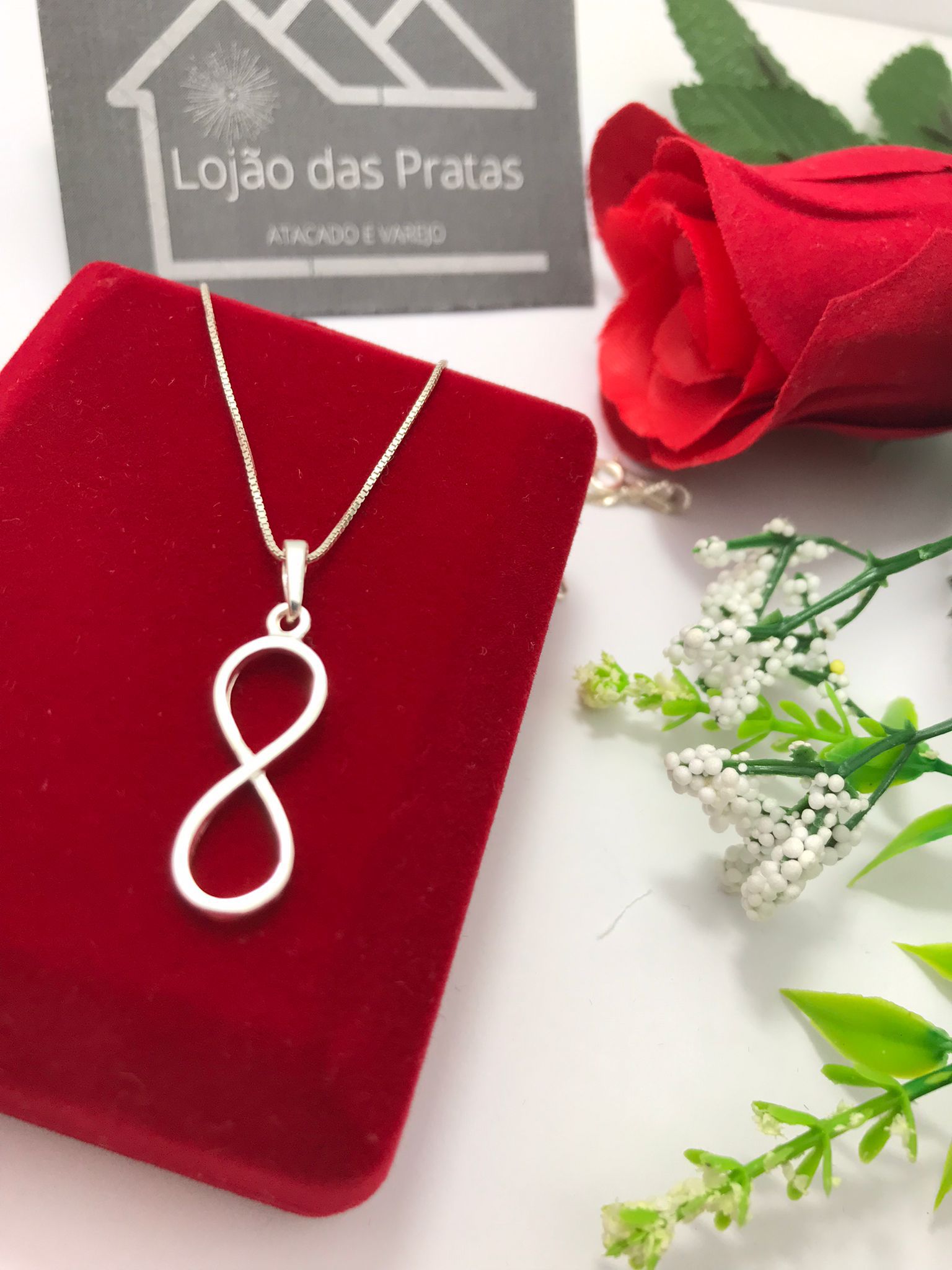 Pingente símbolo infinito de Prata 925 - Lojão das Pratas
