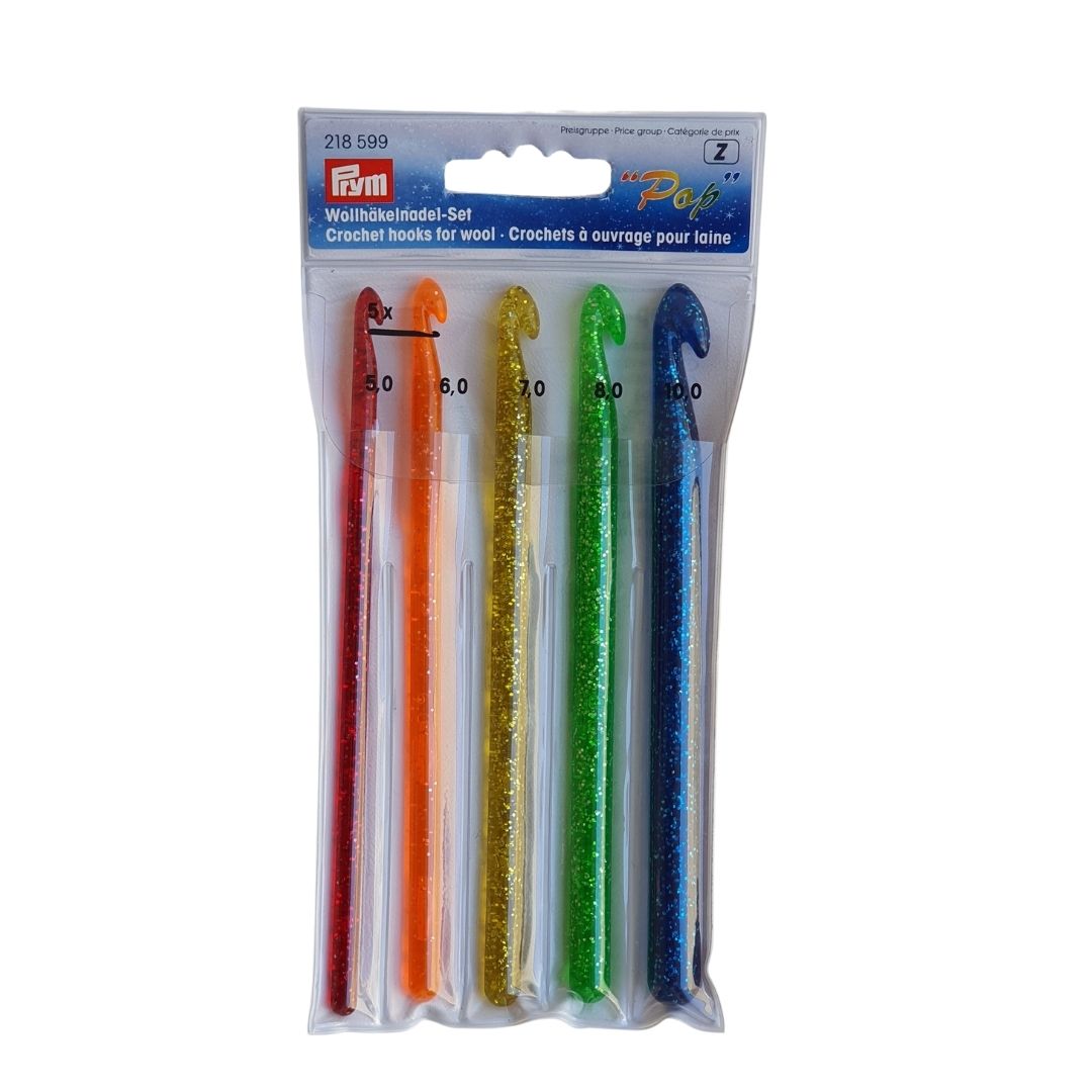 Prym Glitter Plastic Crochet Hooks (Set of 5)