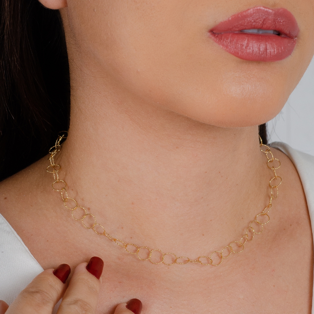 Gargantilha Choker Diamantada - Semijoia 18k - Antialérgica - M6