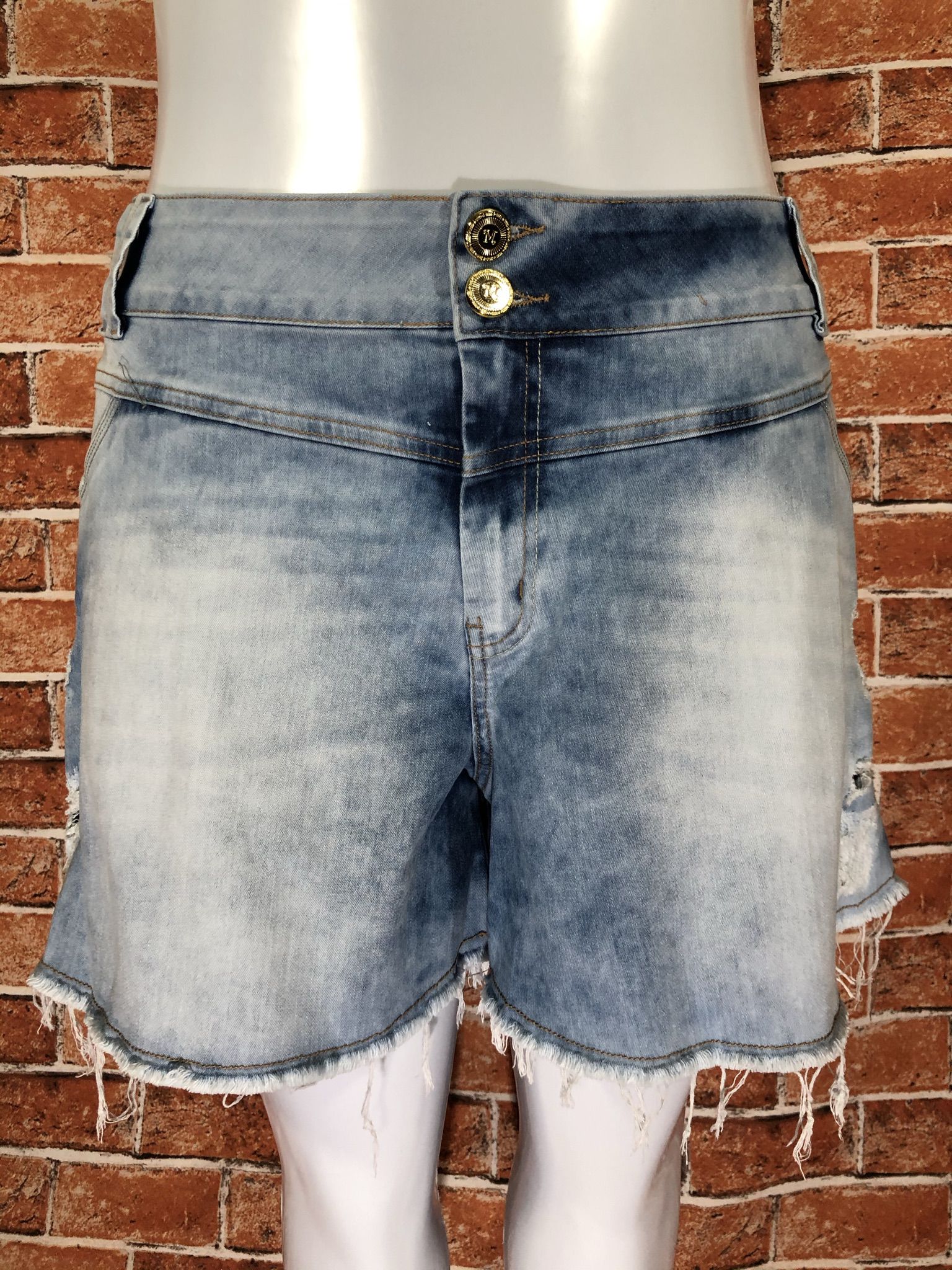 Fashion shorts jeans desfiado plus size