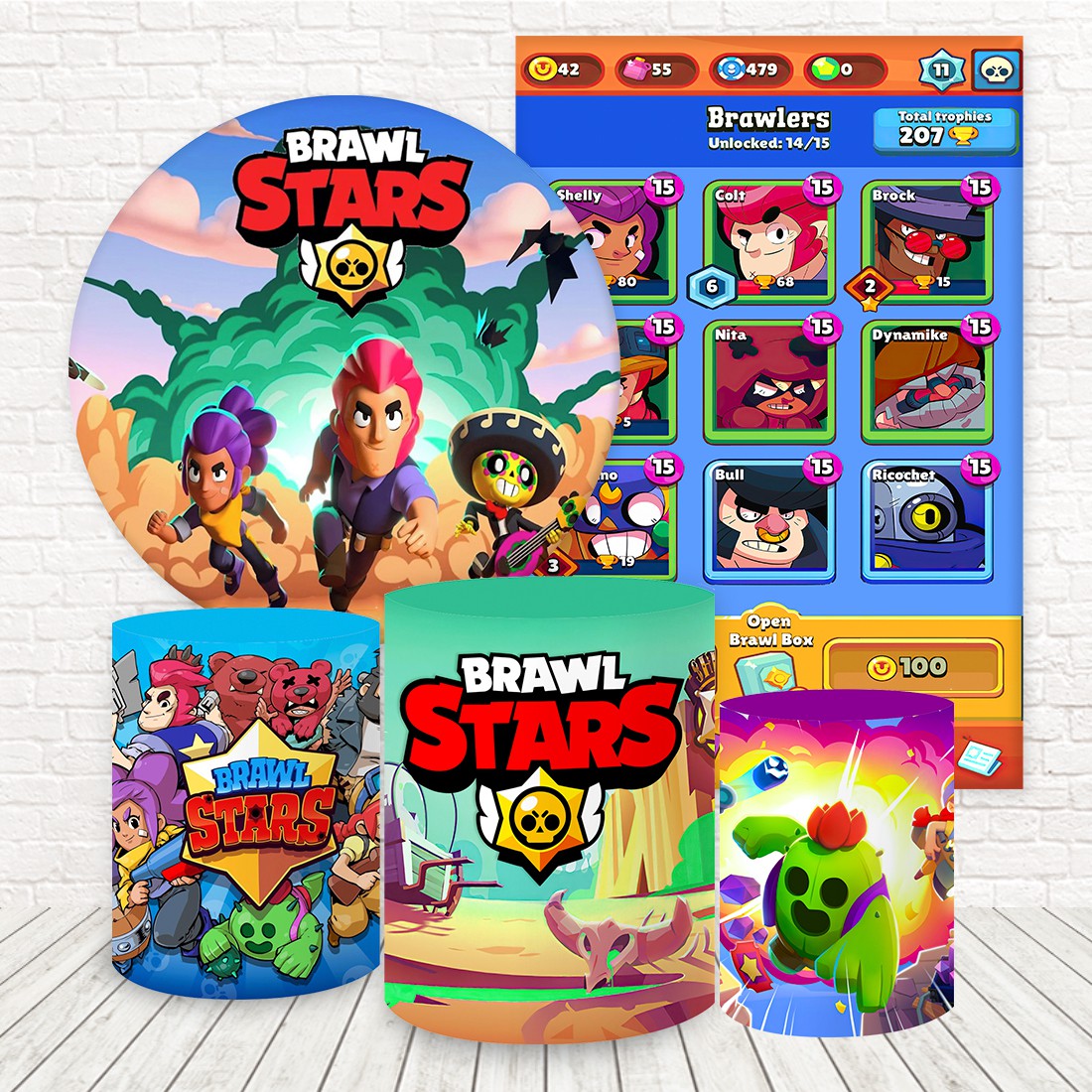 Painel Temático Brawl Stars 2 Veste Fácil C/ Elástico