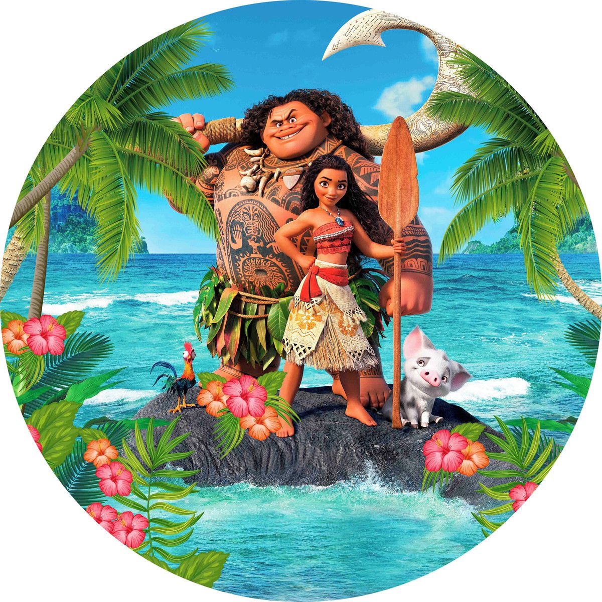 Painel Redondo Tecido Sublimado Moana 1,5 De Diam