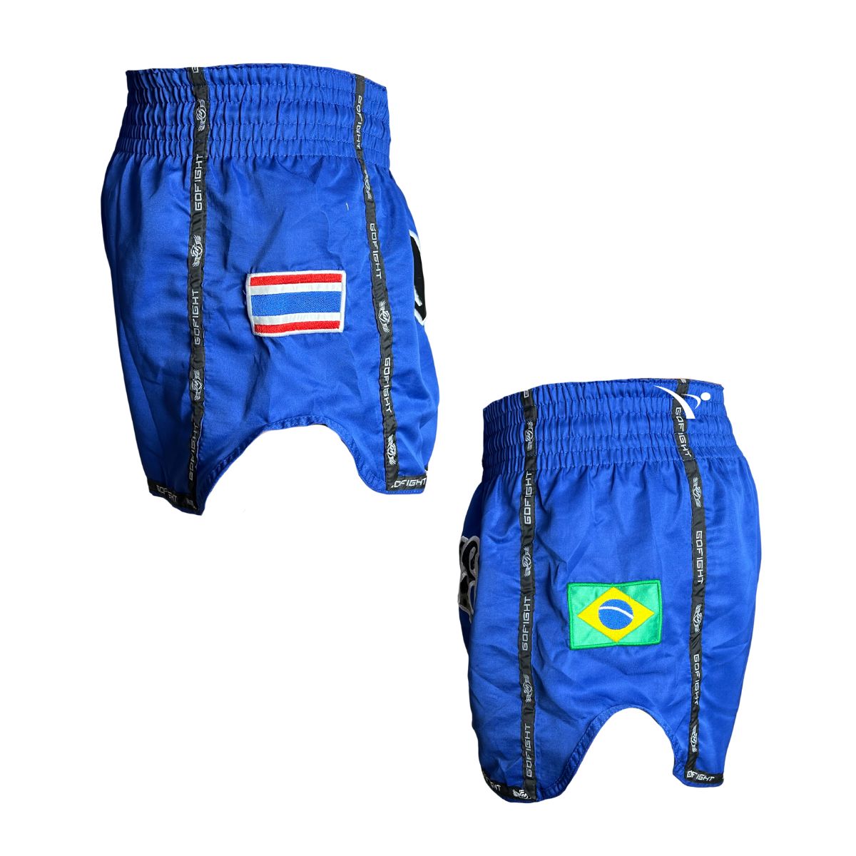 SHORT FIGHT MUAY THAI - FLAG AZUL NEON - GO FIGHT - PRALUTA SHOP
