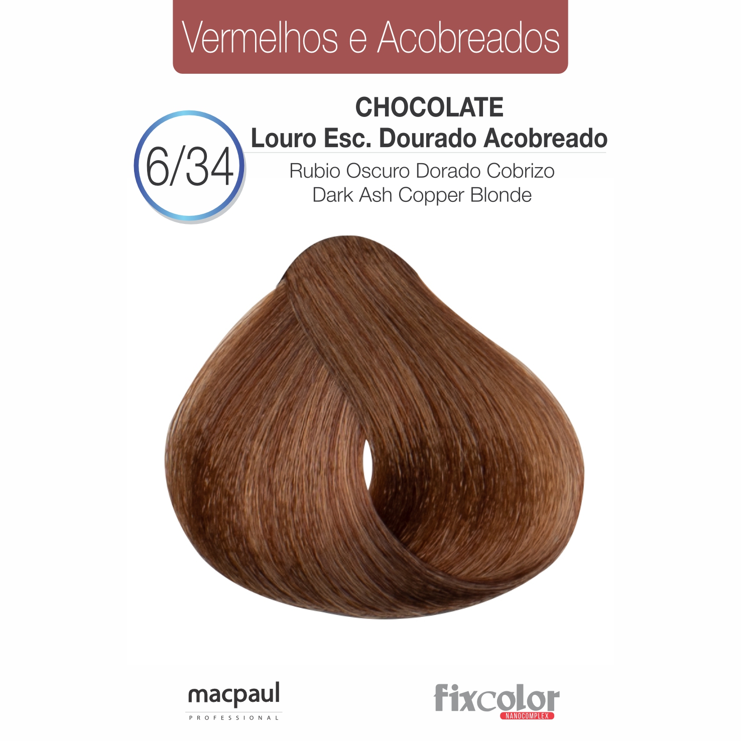 Fix Color 6/34 Chocolate Louro Escuro Dourado Acobreado 60gr - Macpaul ...