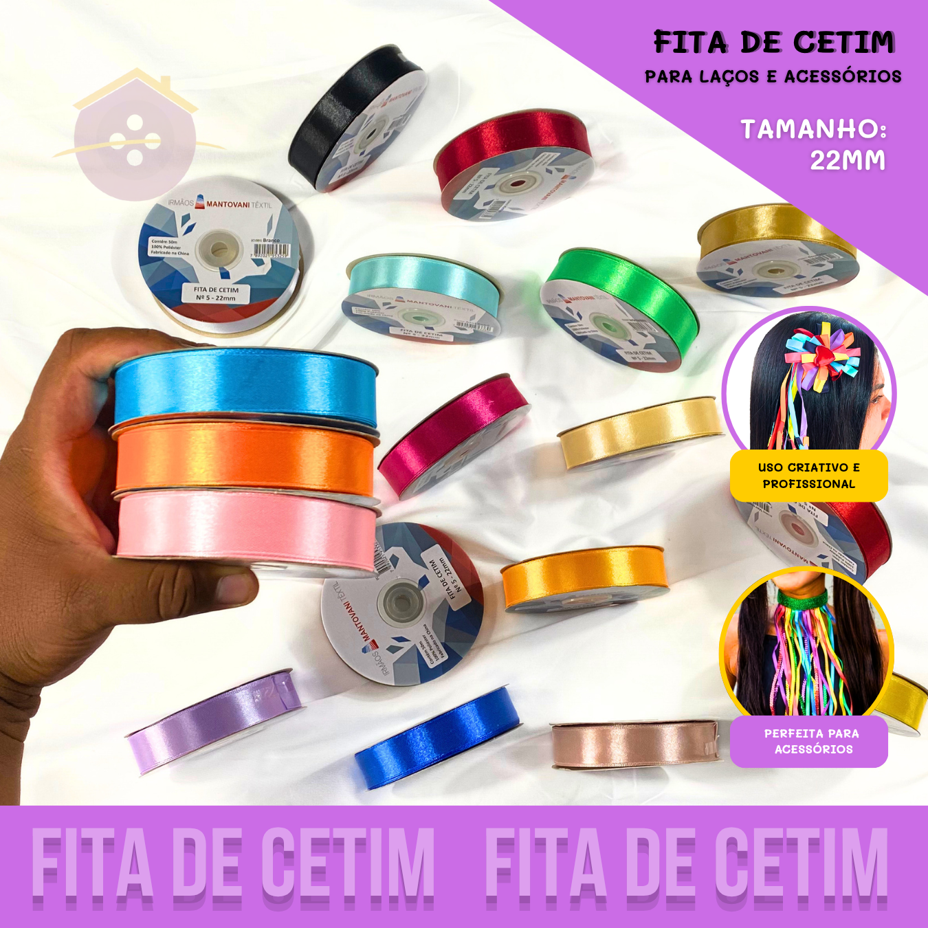 Fita de Cetim Lisa - 22mm - Rolo C/50 Mts COR:PINK - Casa Criativa ...