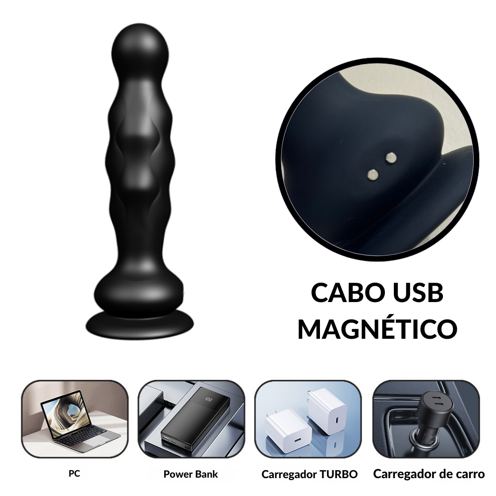 Plug Anal Vai e Vem com Controle Remoto e Ventosa - Zper Sexshop