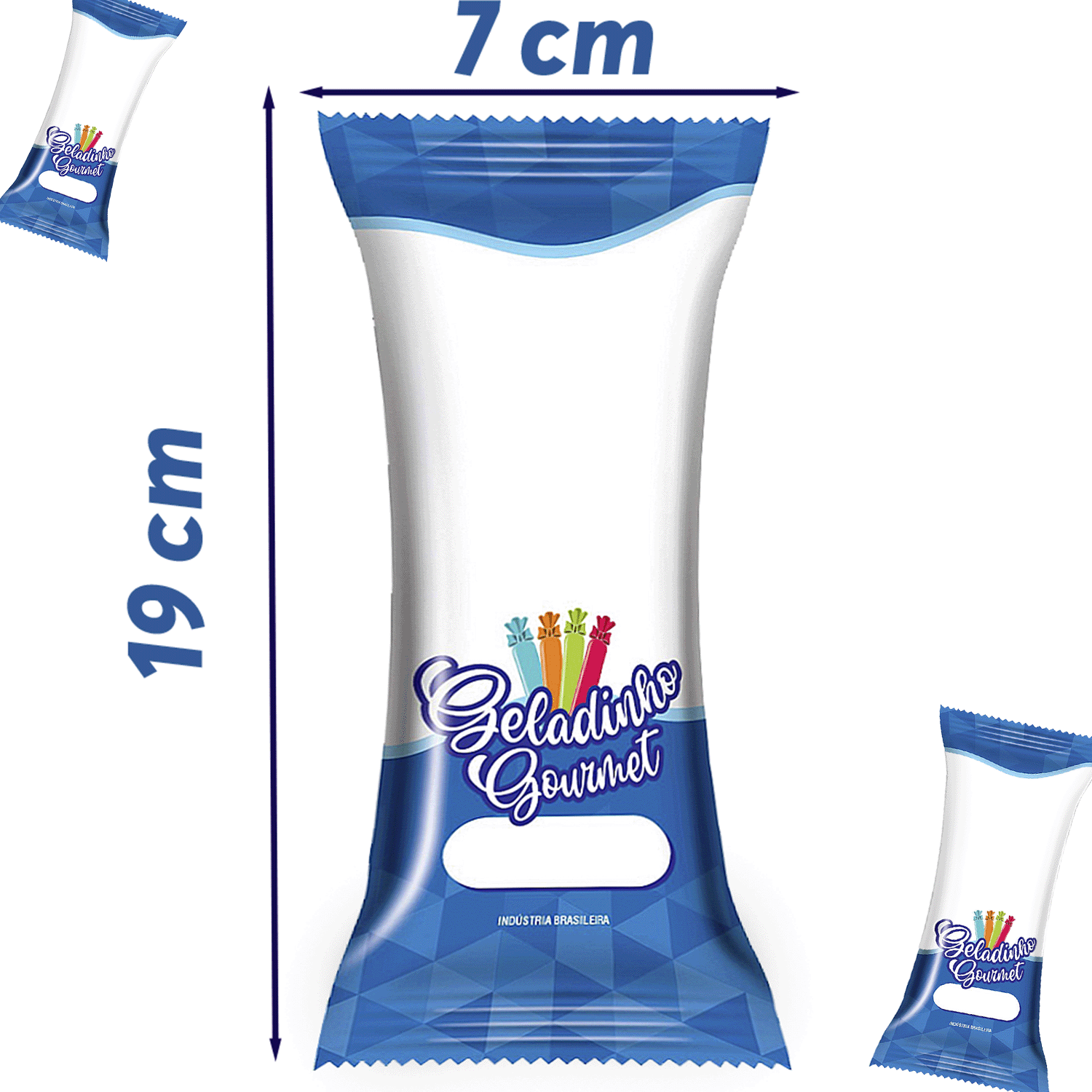 Saco Externo BOPP 7x19 Geladinho AZUL 01 Caixa 12 Pacote (3000 sacos ...