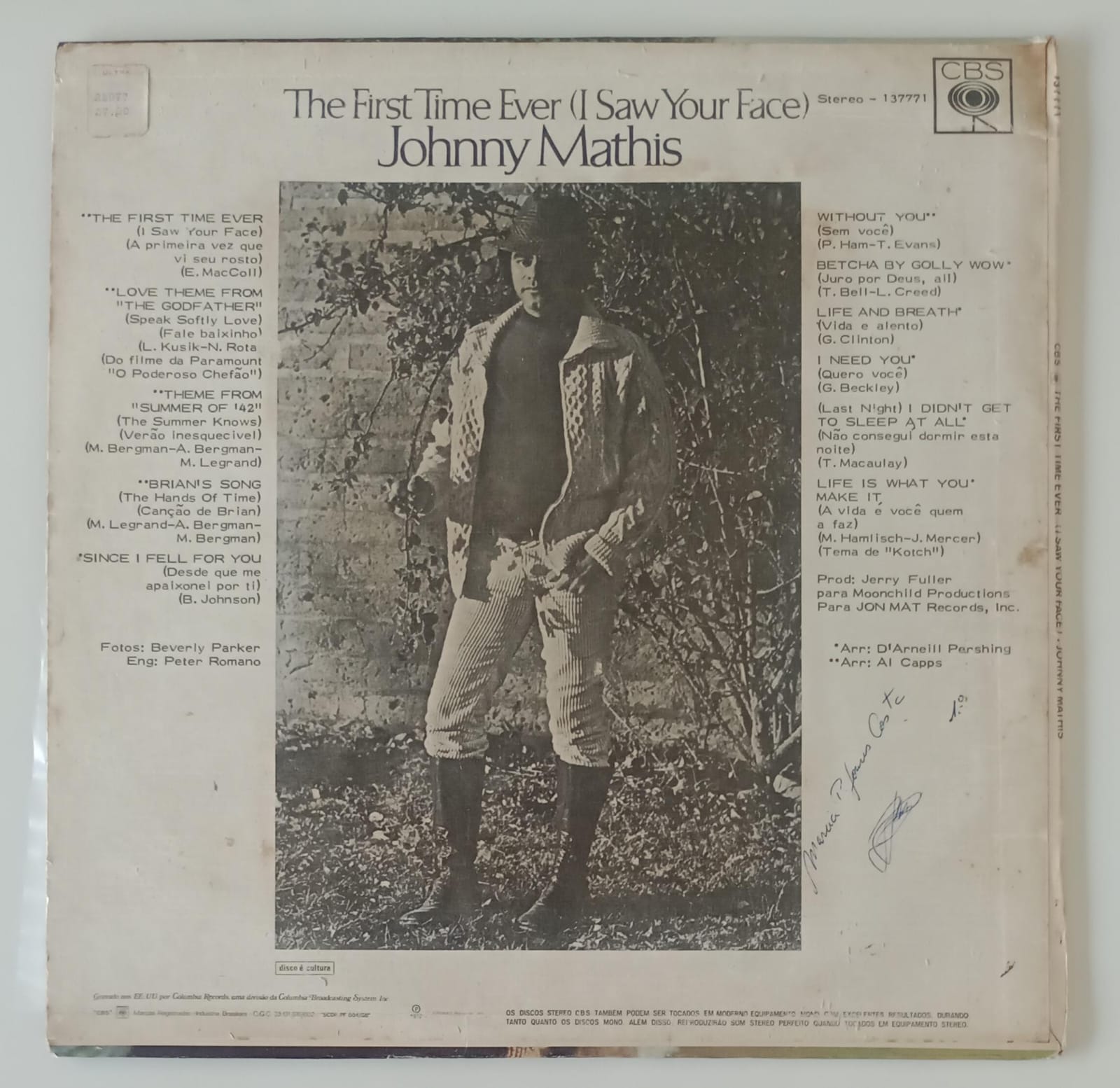 Disco de Vinil The First Time Ever [lp 1972] Interprete Johnny Mathis ...