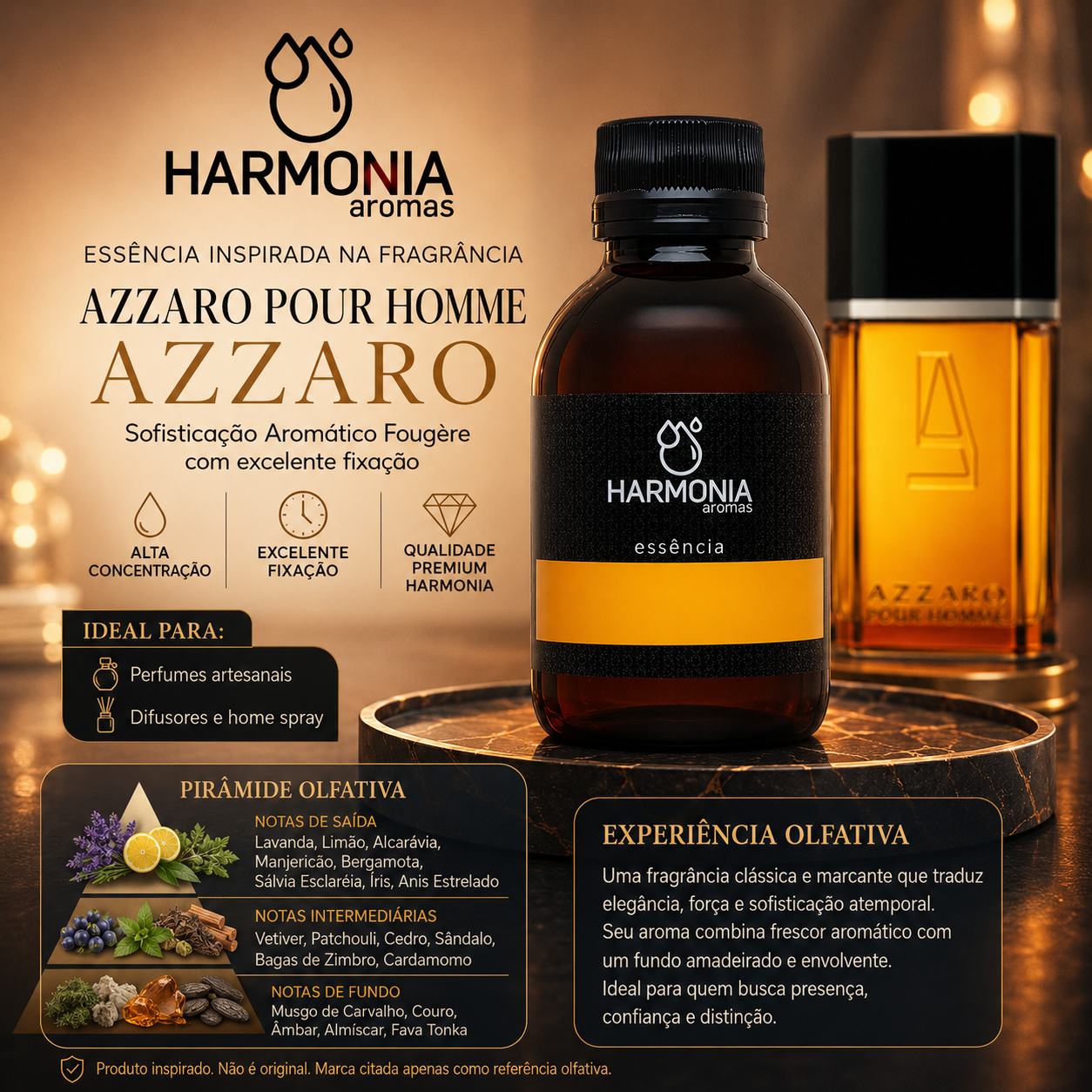 Essência Perfume Masculino Azaro Tradicional - Essências, Frascos