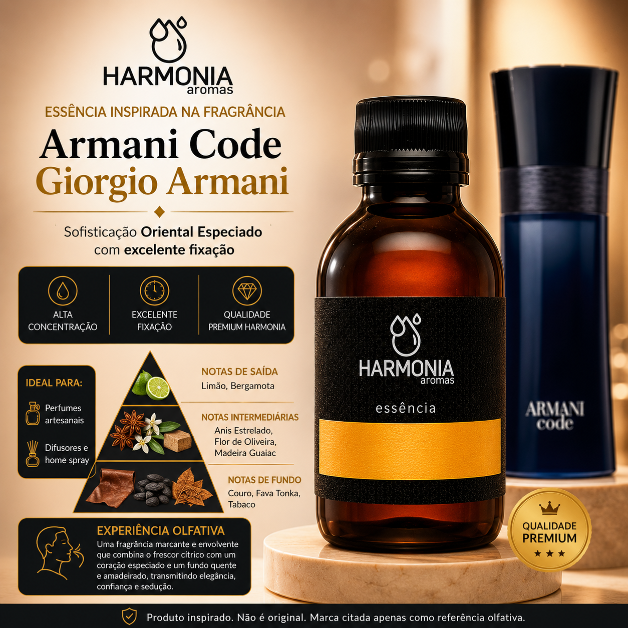 Essência Perfume Masculino Harmani Code - Essências, Frascos e